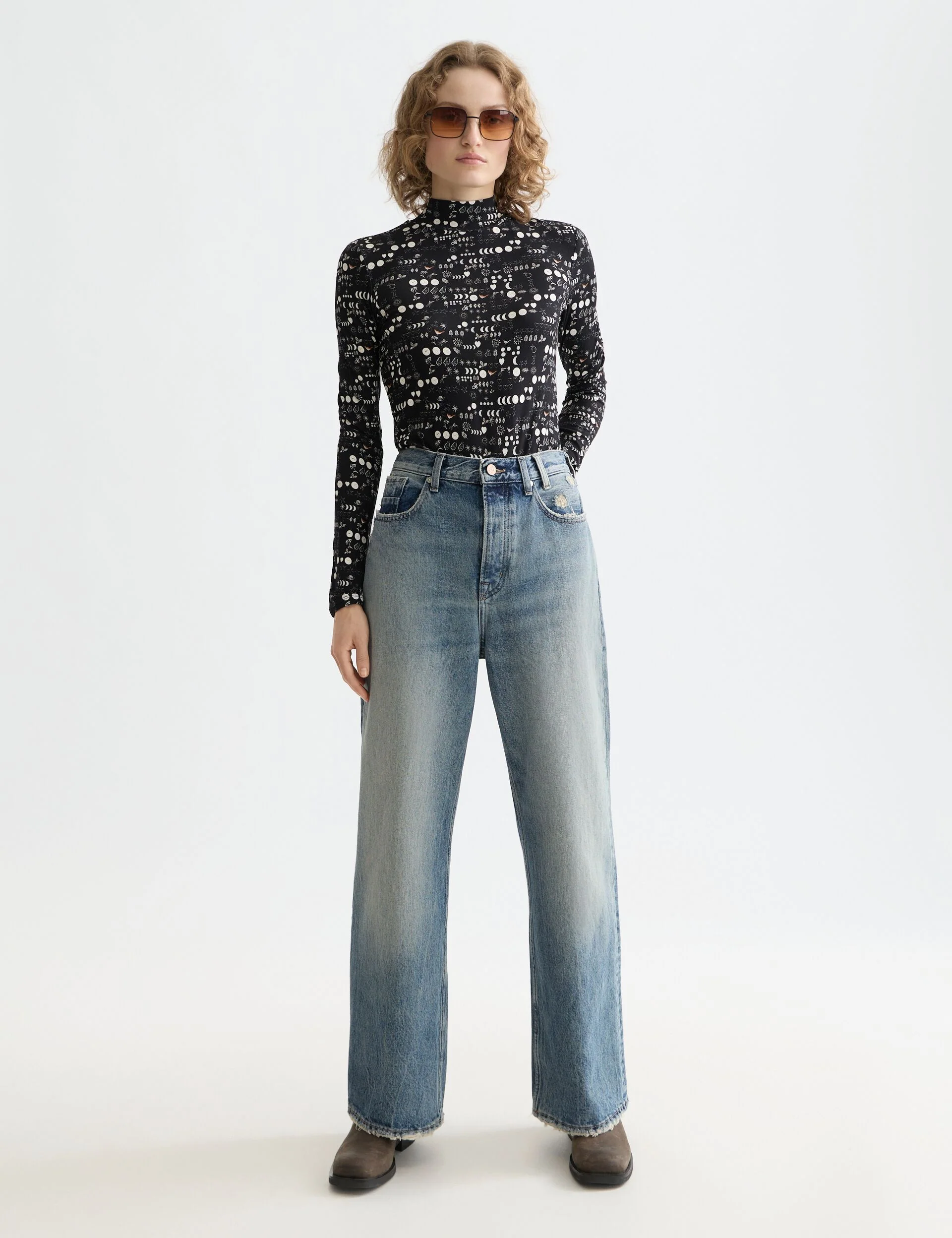 All over printed mock neck long sleeve T-shirt - Image 2