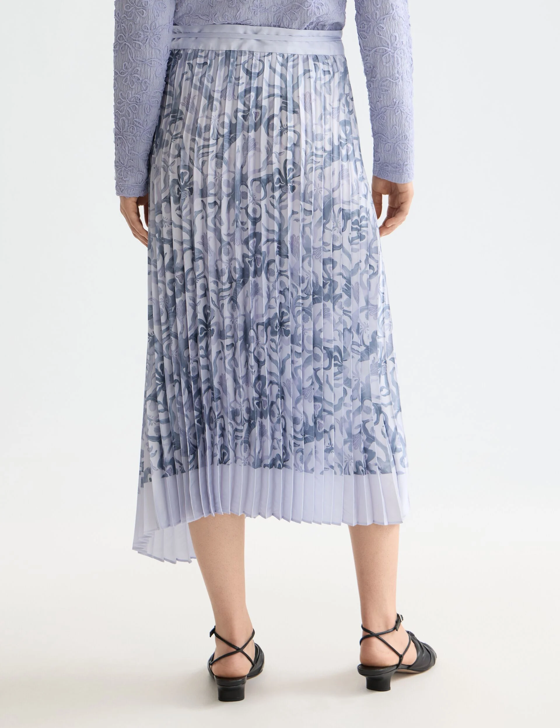 Asymmetrical pleated wrap midi skirt - Image 2