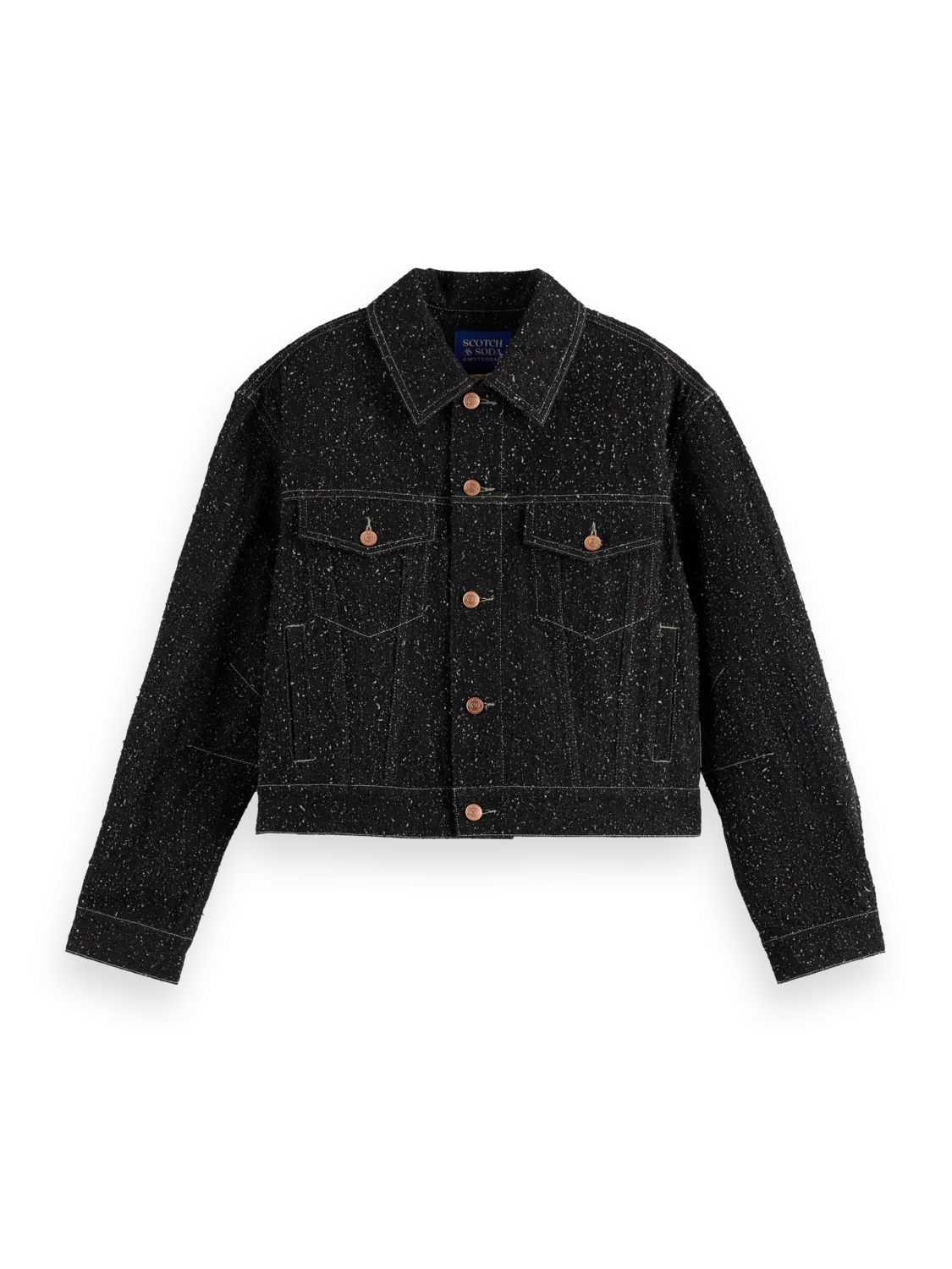 Black denim textured oversized jacket — Black Snow - Image 5