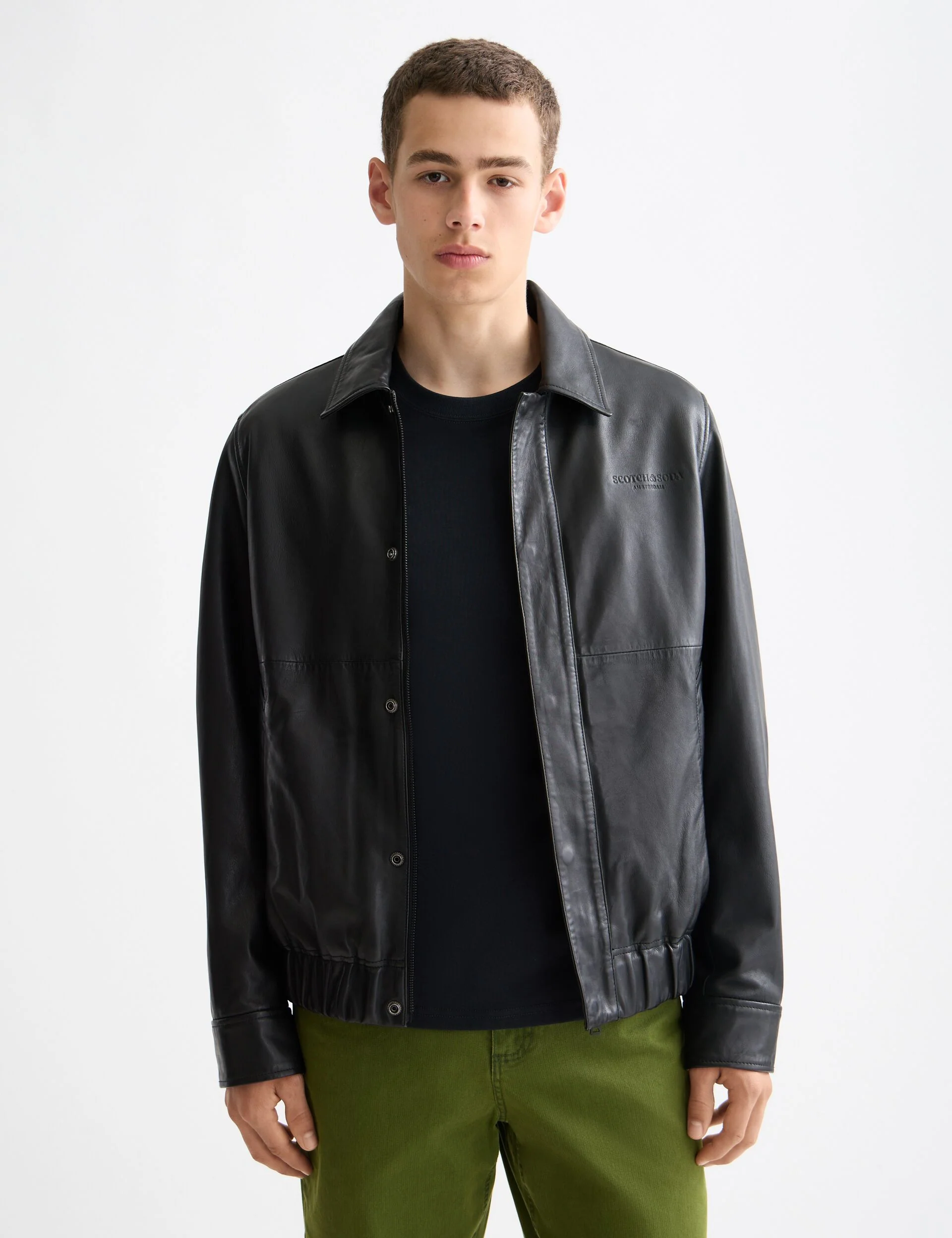 Boxy leather blouson