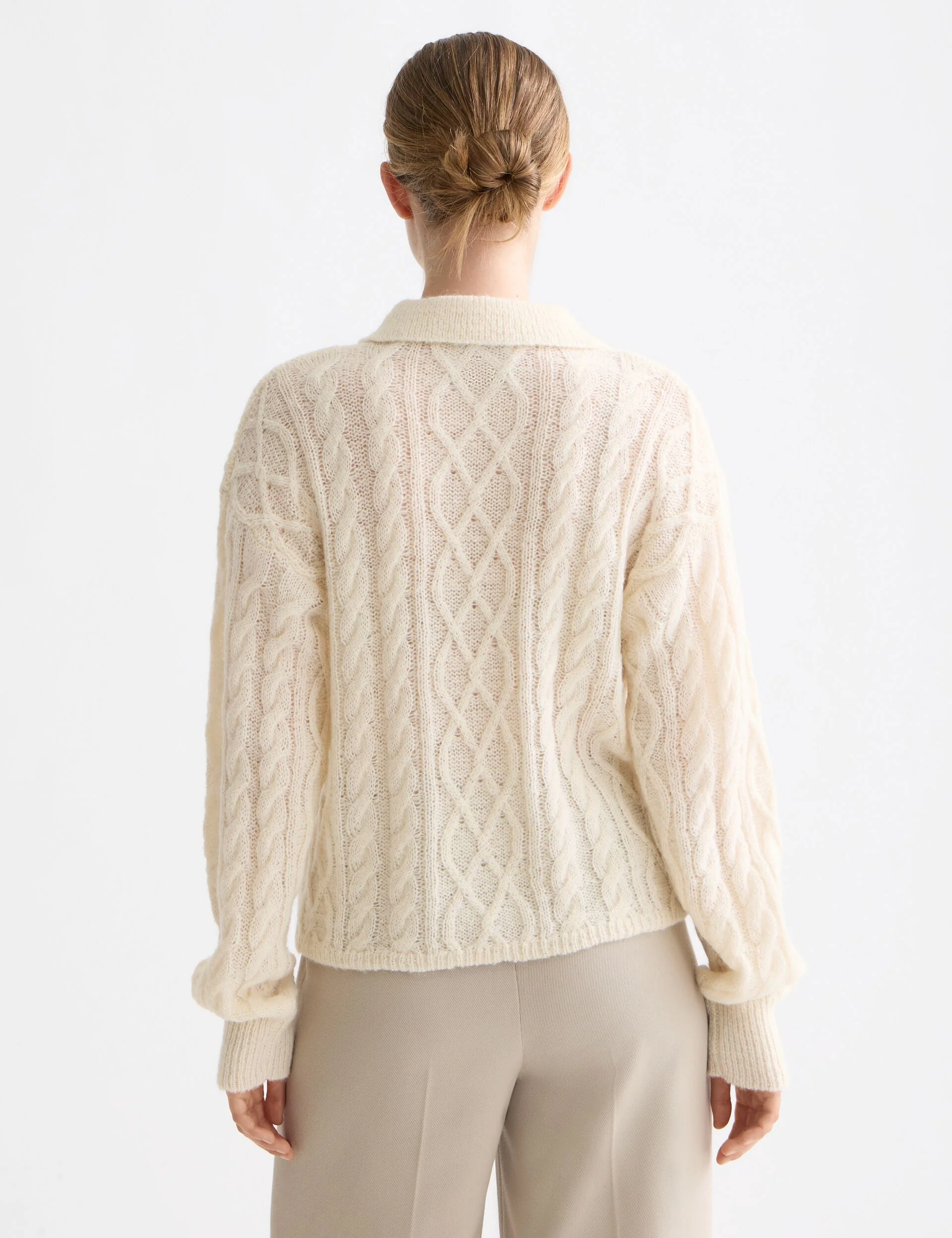 Cable stitch polo neck pullover - Image 3