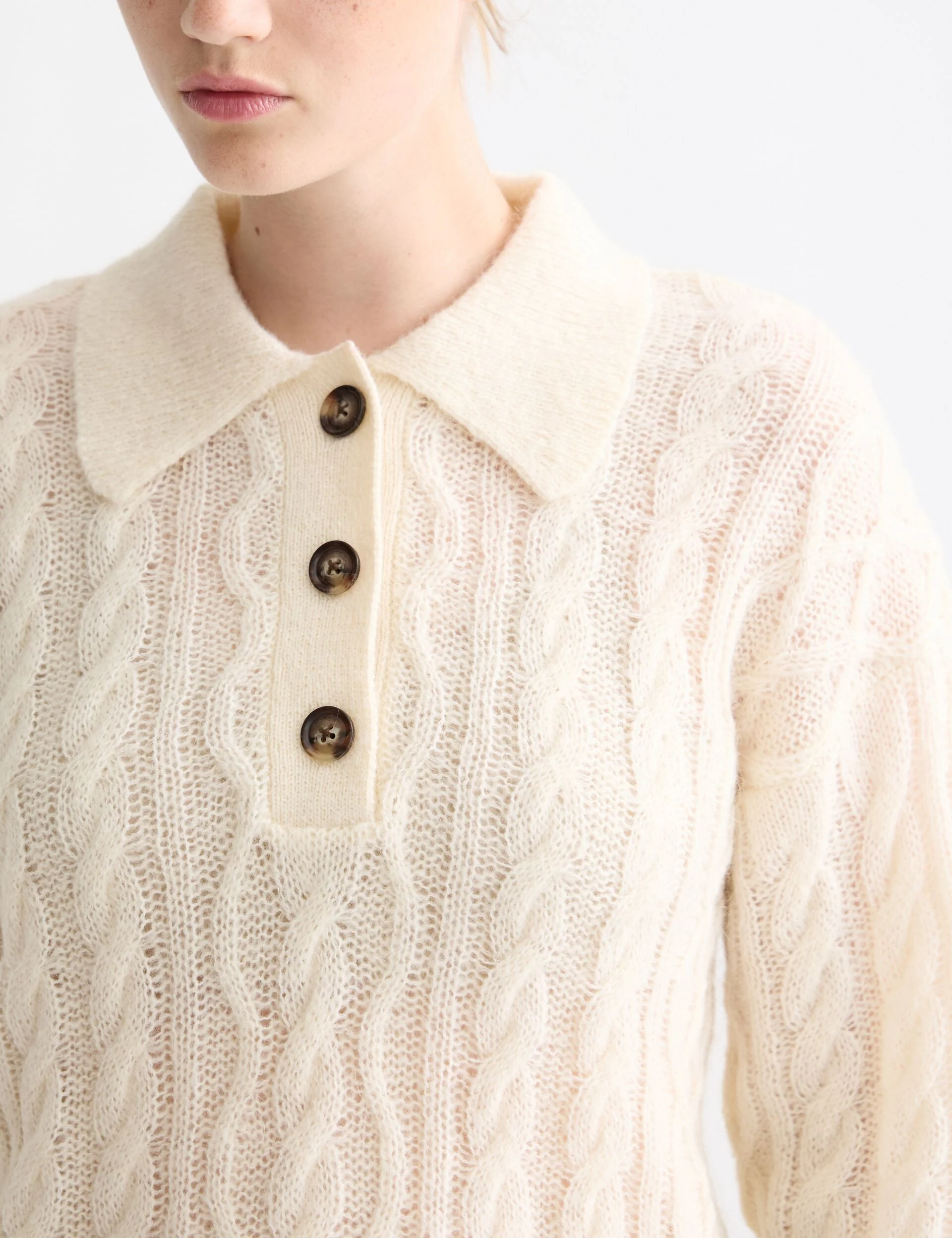 Cable stitch polo neck pullover - Image 4