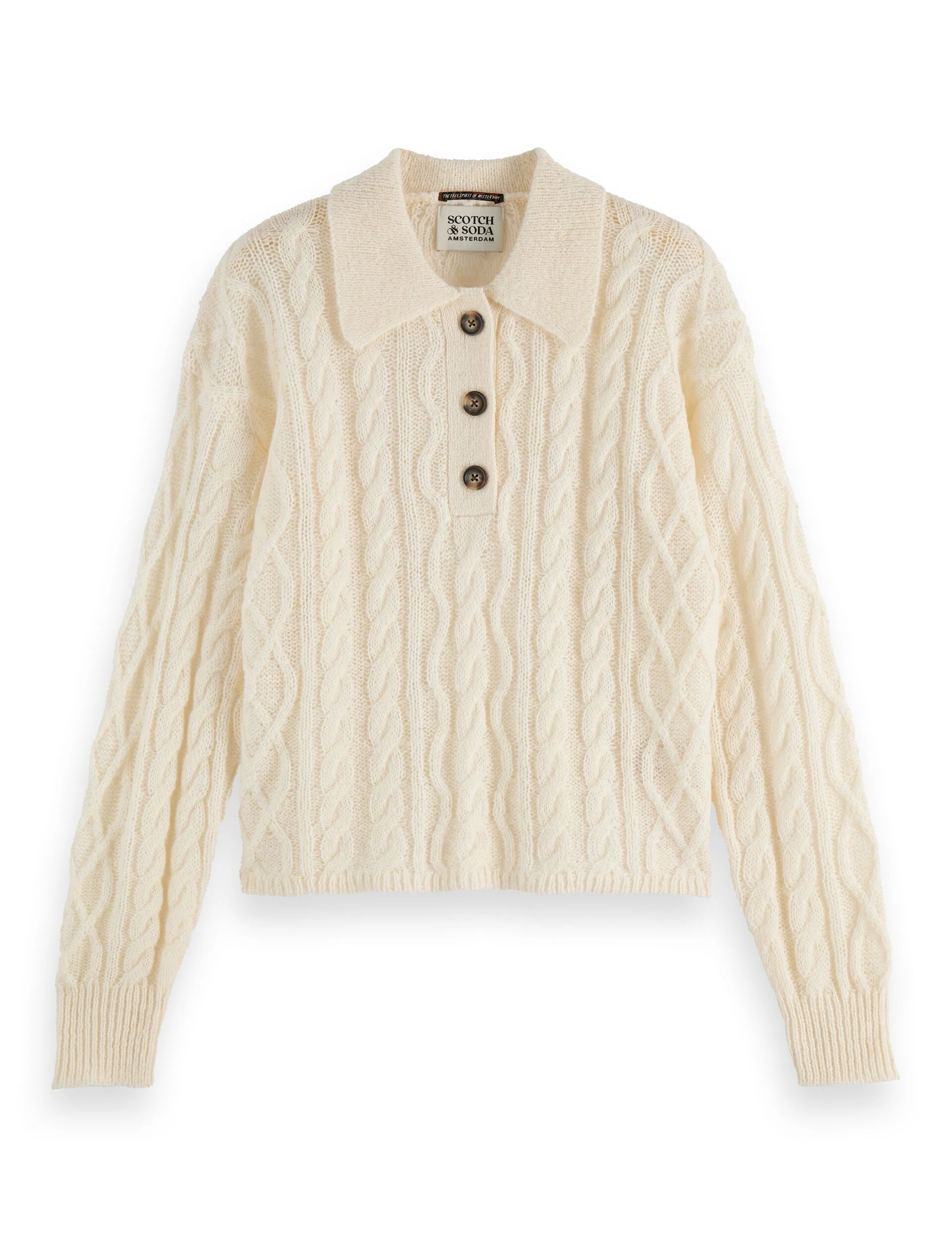 Cable stitch polo neck pullover - Image 5