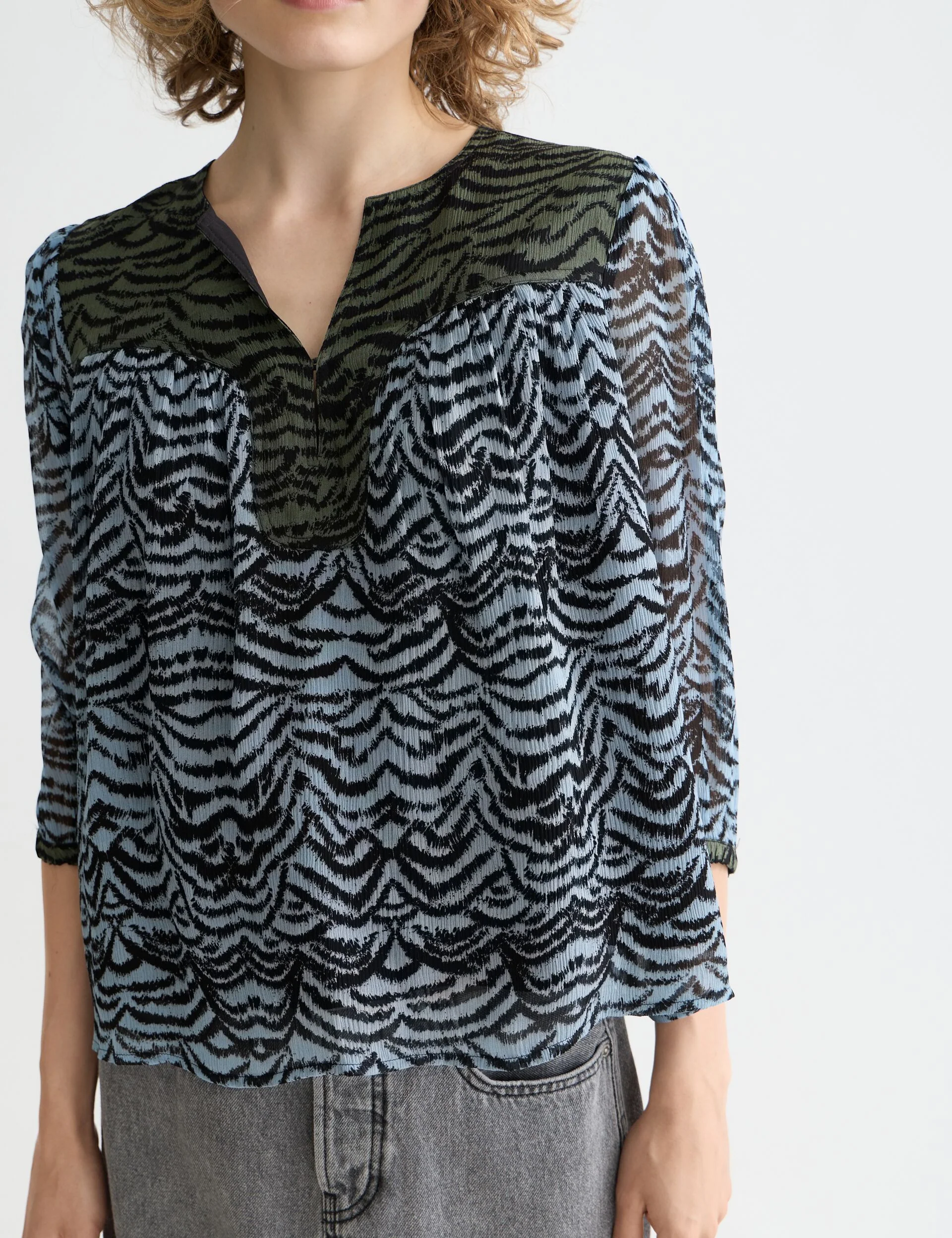 Contrast yoke short sleeve top - Image 4