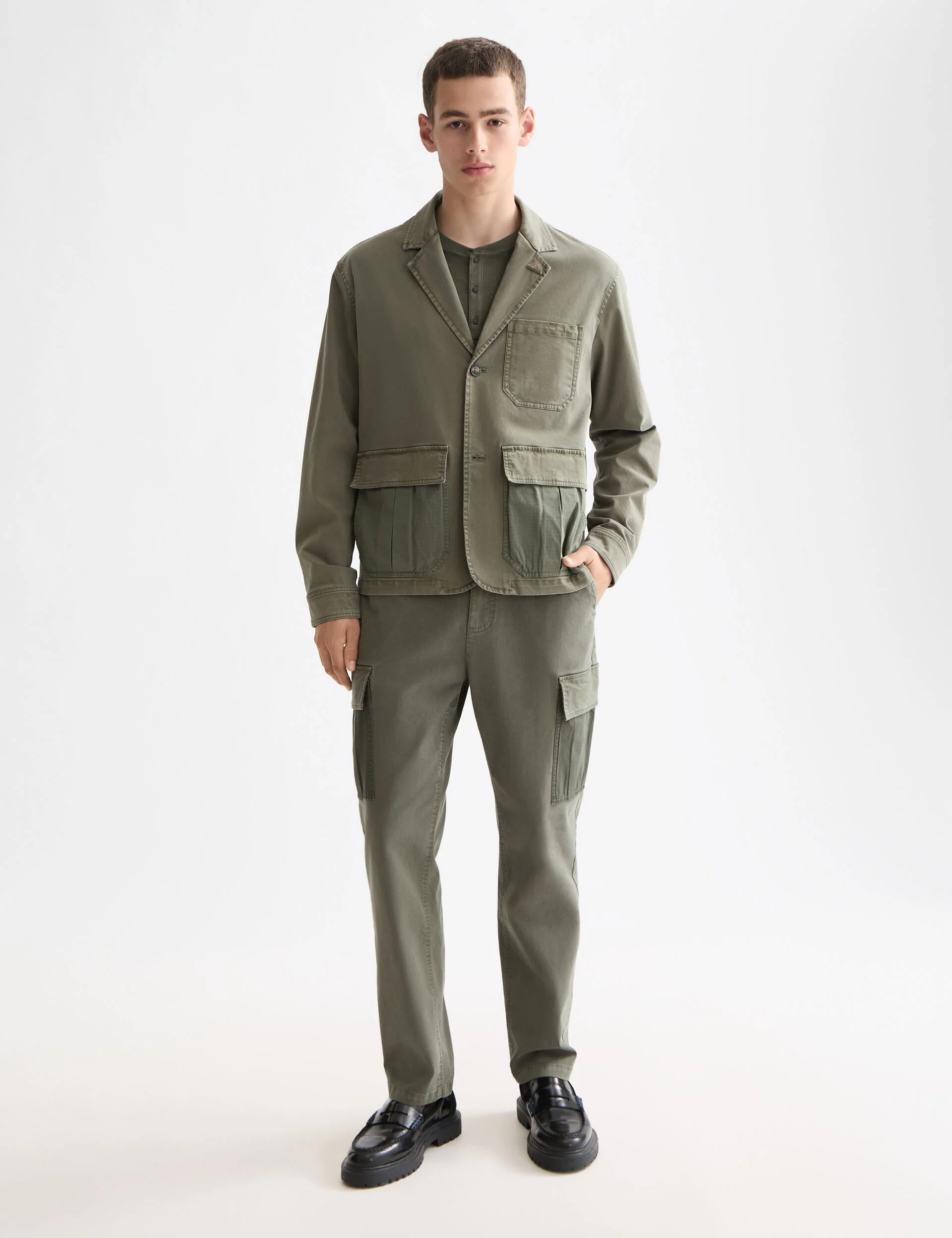 Cotton-blend garment-dyed boxy fit blazer jacket - Image 2