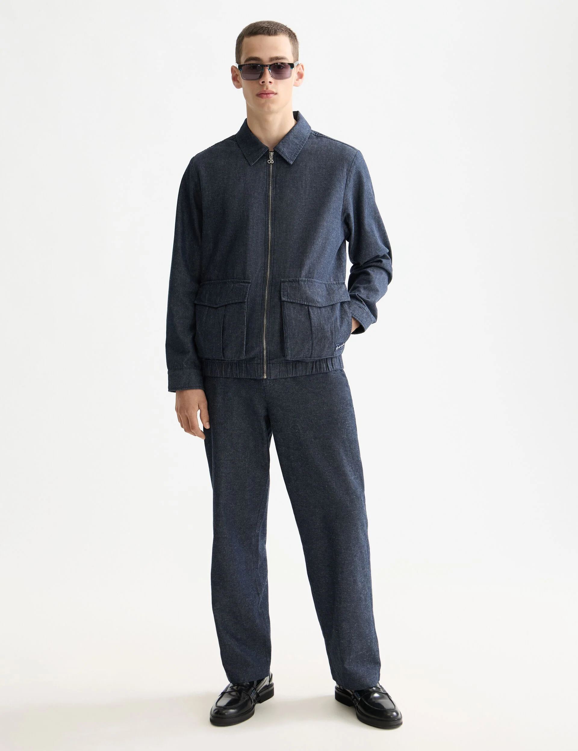 Cotton linen zip-thru twill blouson - Image 2