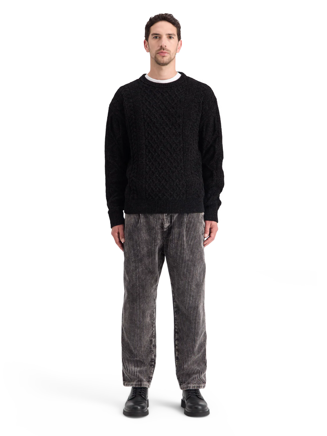 Drop Shoulder Chenille Cable Knit Sweater - Image 2