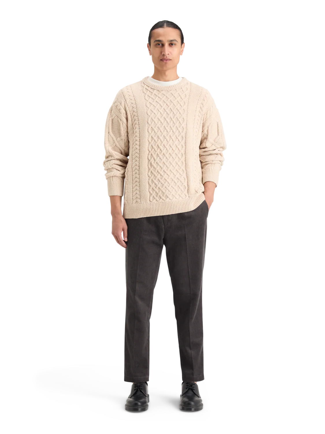 Drop Shoulder Chenille Cable Knit Sweater - Image 2