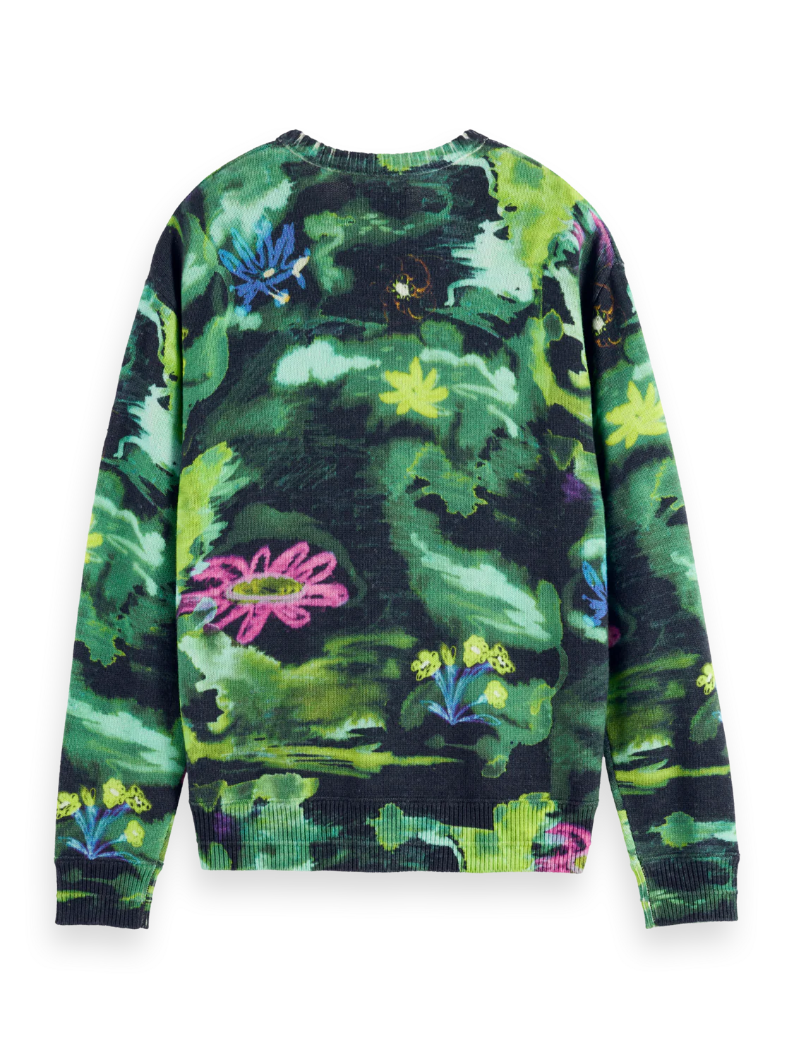 Drop Shoulder Floral Jacquard Sweater - Image 2