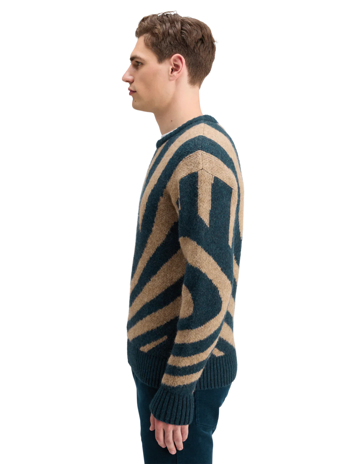 Drop Shoulder Fuzzy Big Waves Sweater - Image 3