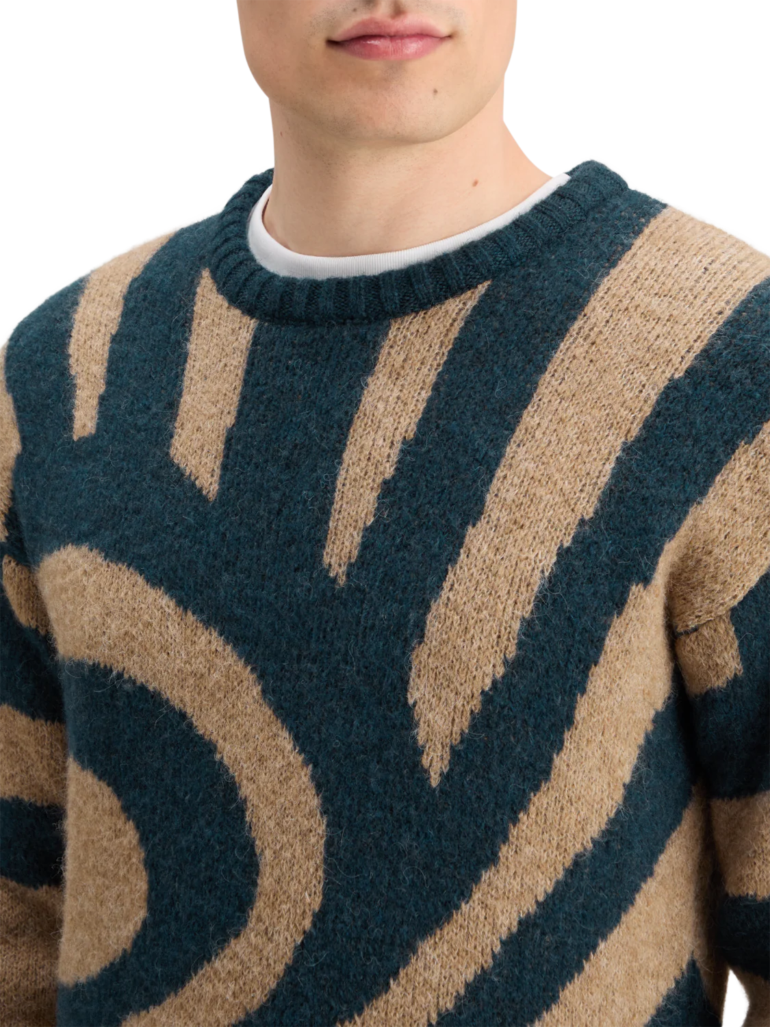 Drop Shoulder Fuzzy Big Waves Sweater - Image 5