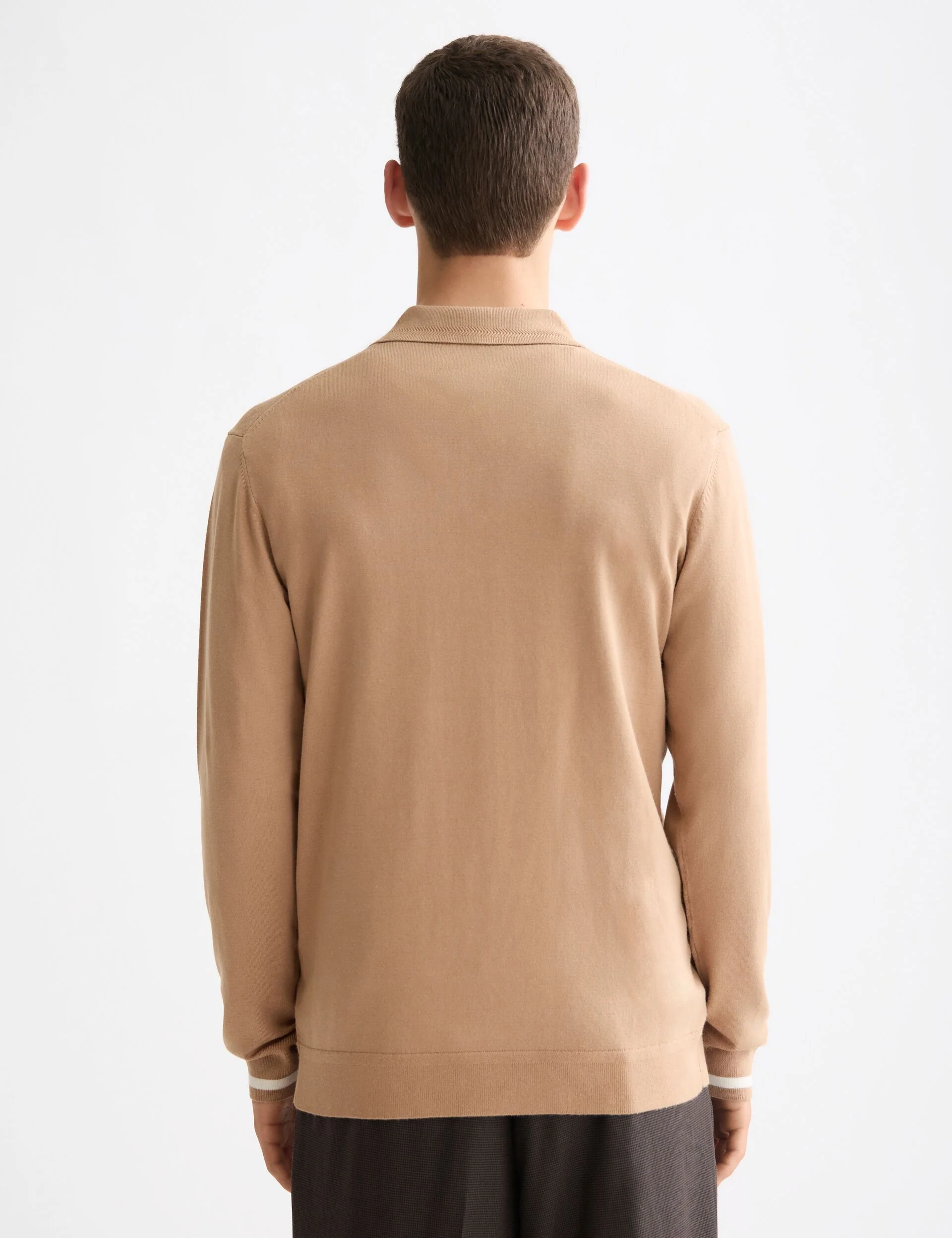 Ecovero Blend Knitted Long Sleeve Polo - Image 3