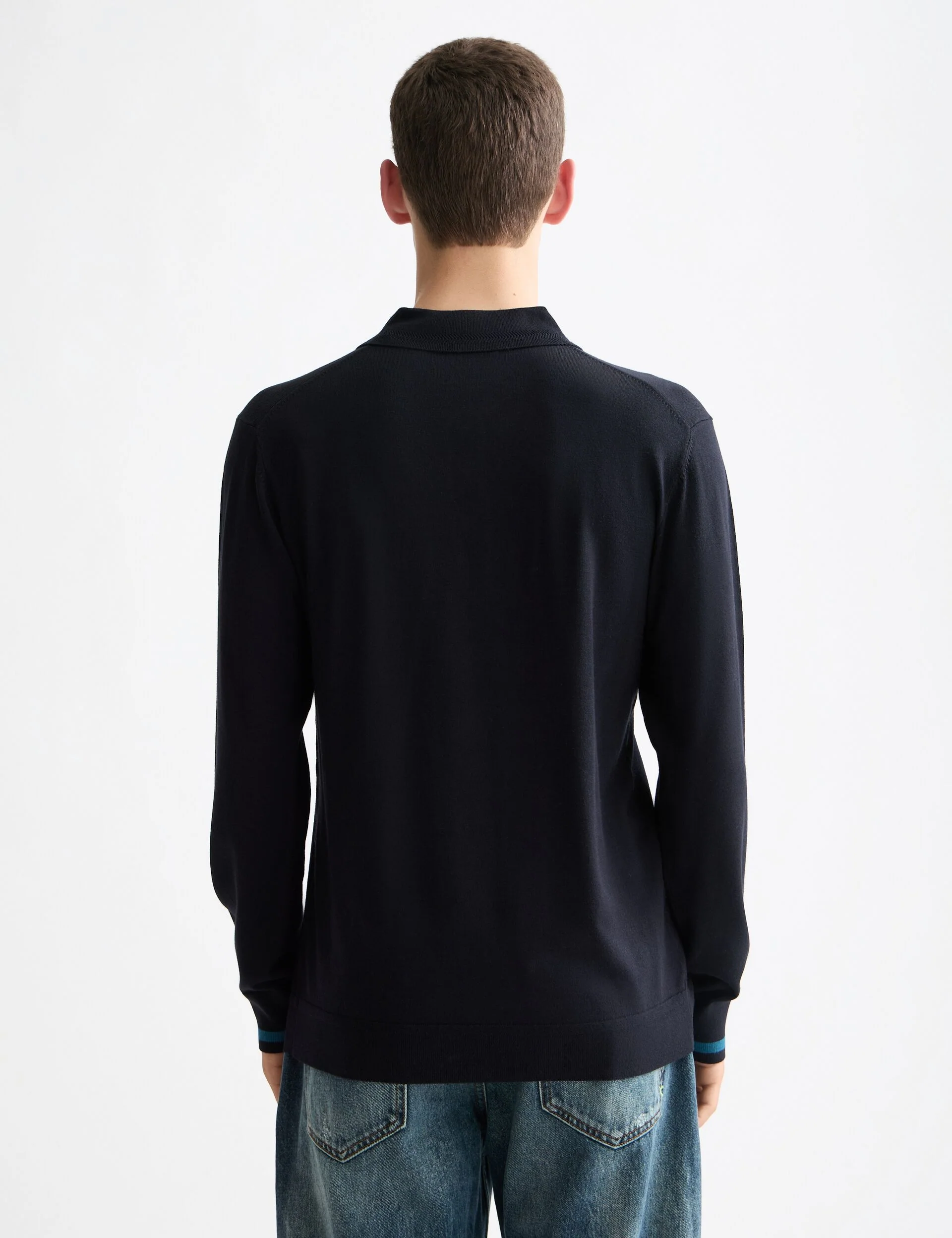 Ecovero Blend Knitted Long Sleeve Polo - Image 3