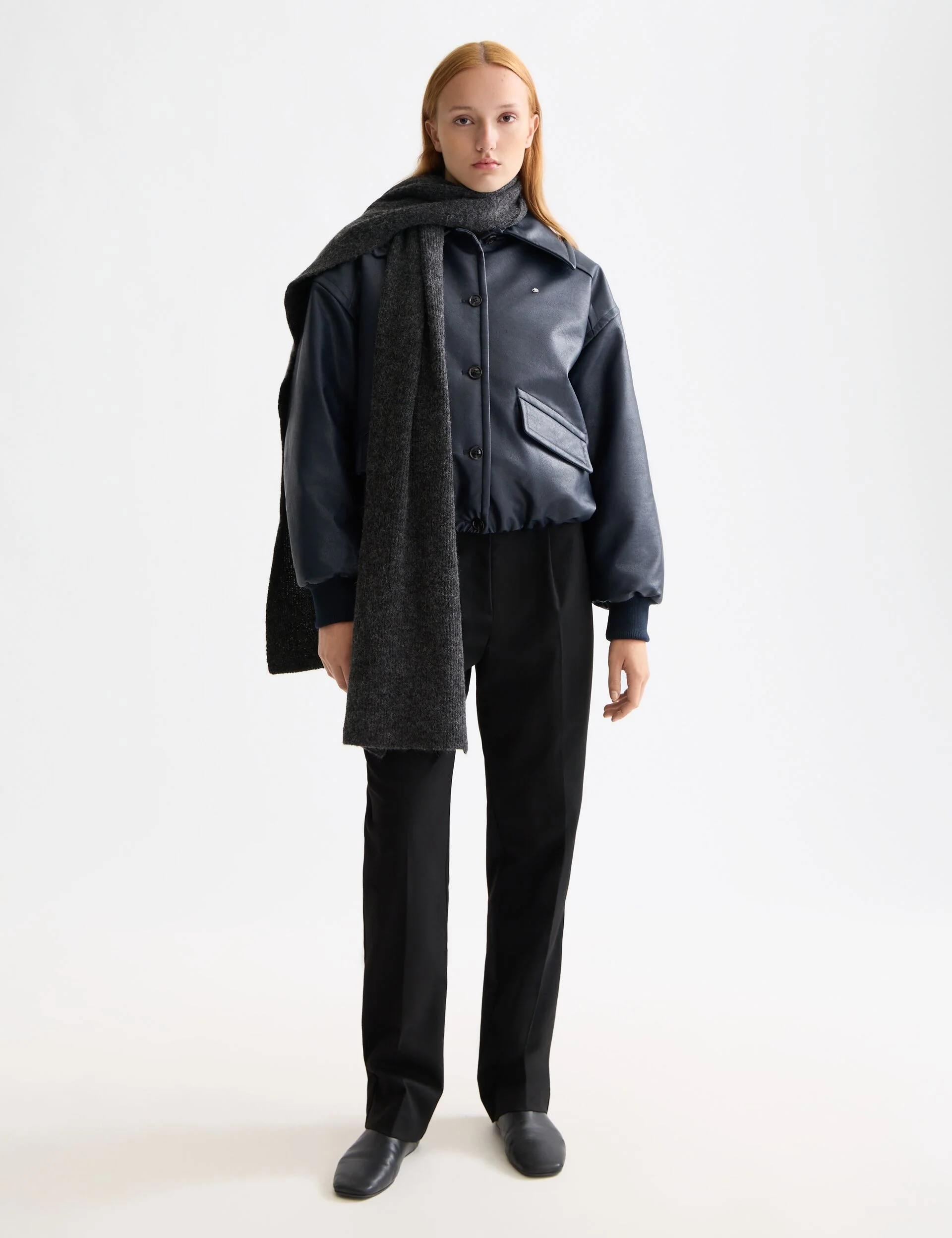 Faux leather bomber jacket - Image 2