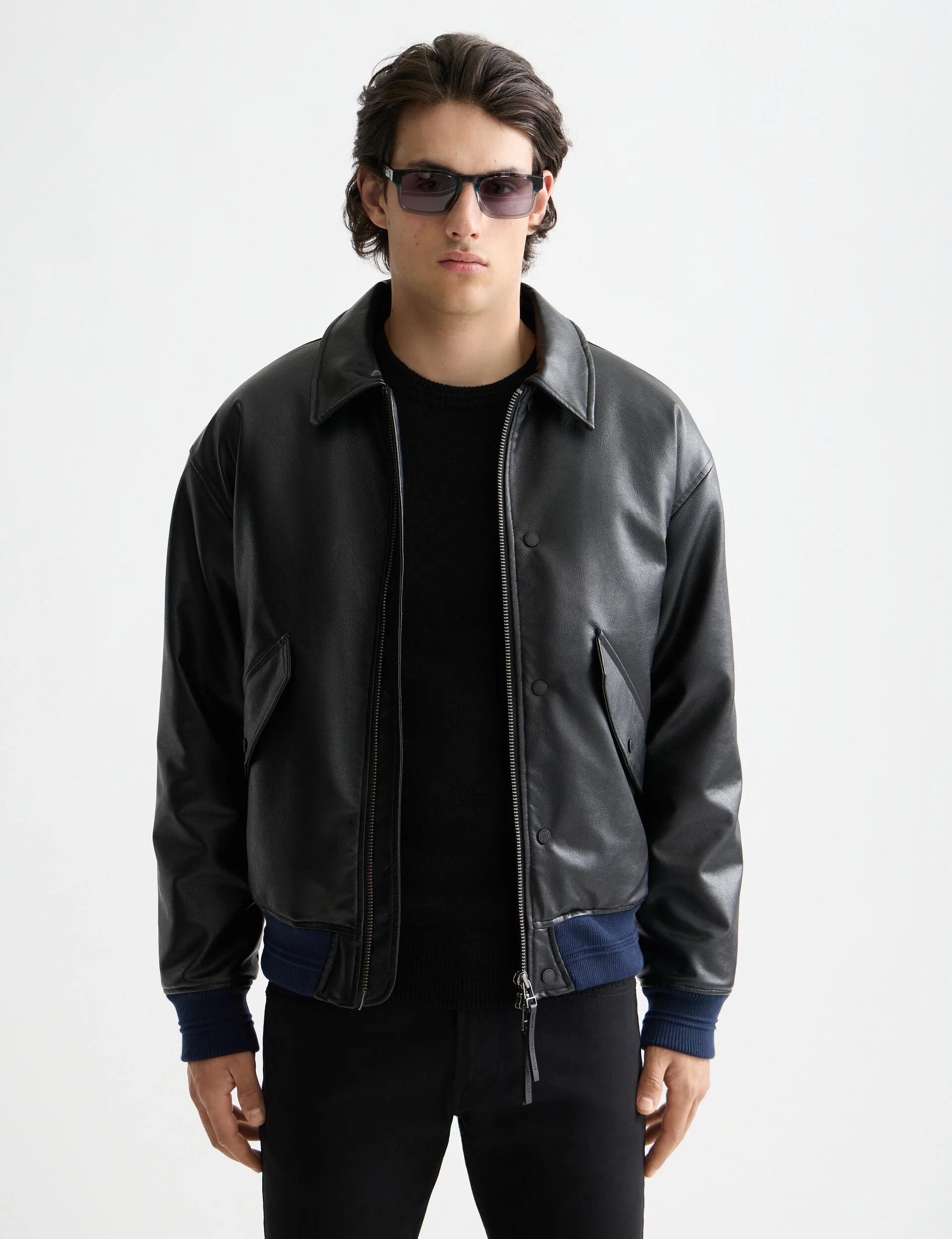 Faux leather puffer