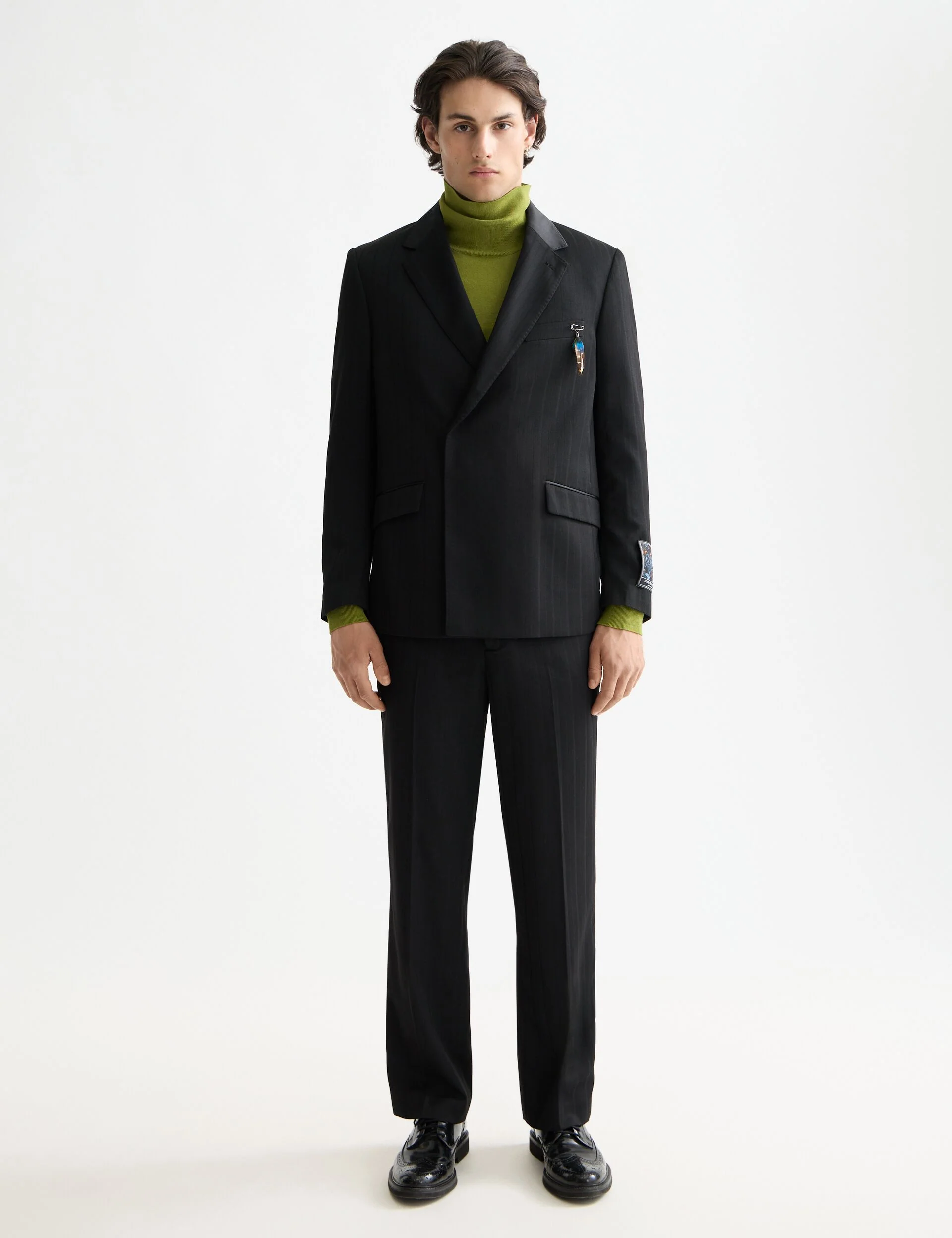Festive double-breasted structured stripe relaxed fit blazer - Image 2
