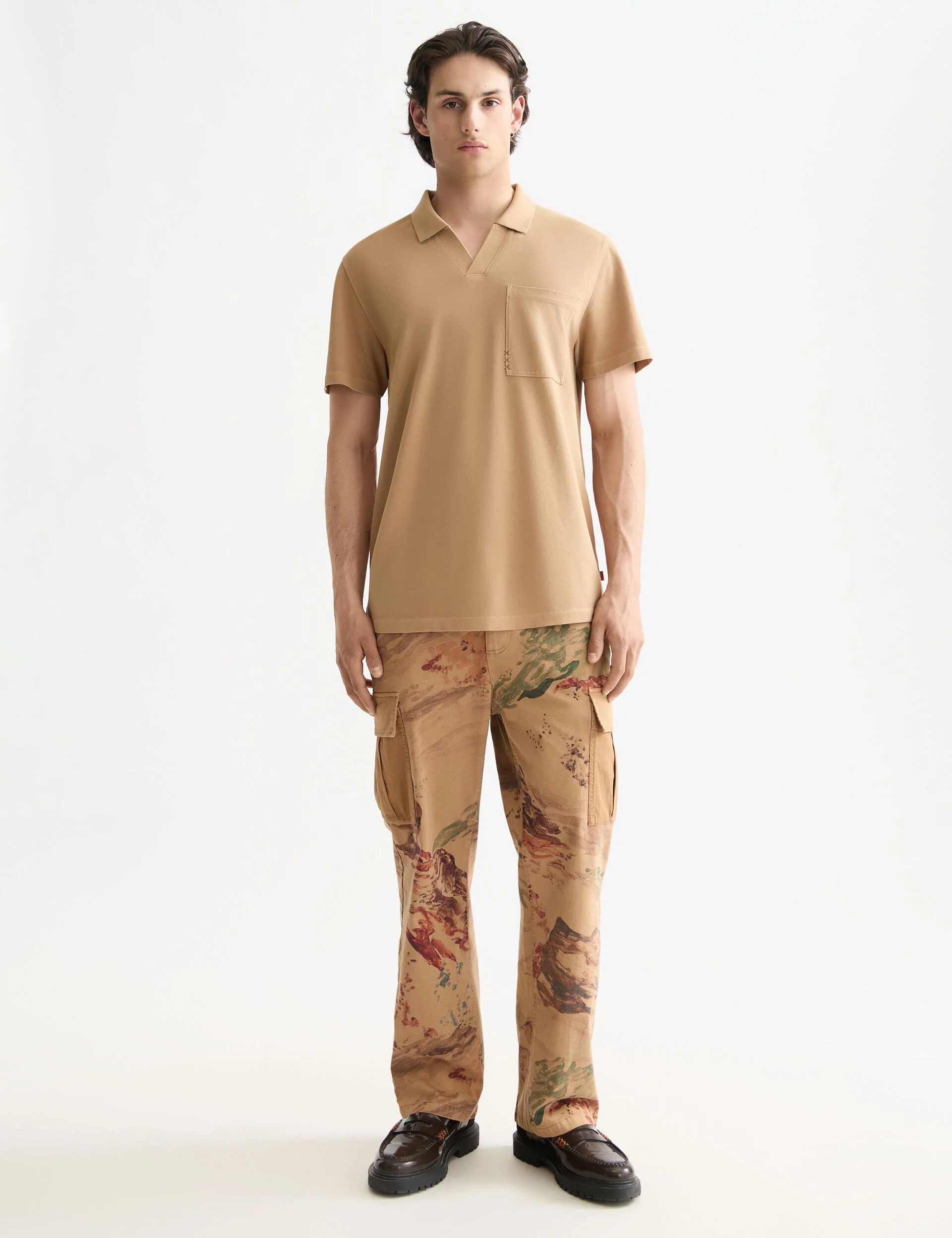 Garment-dyed pique relaxed fit pocket polo - Image 2