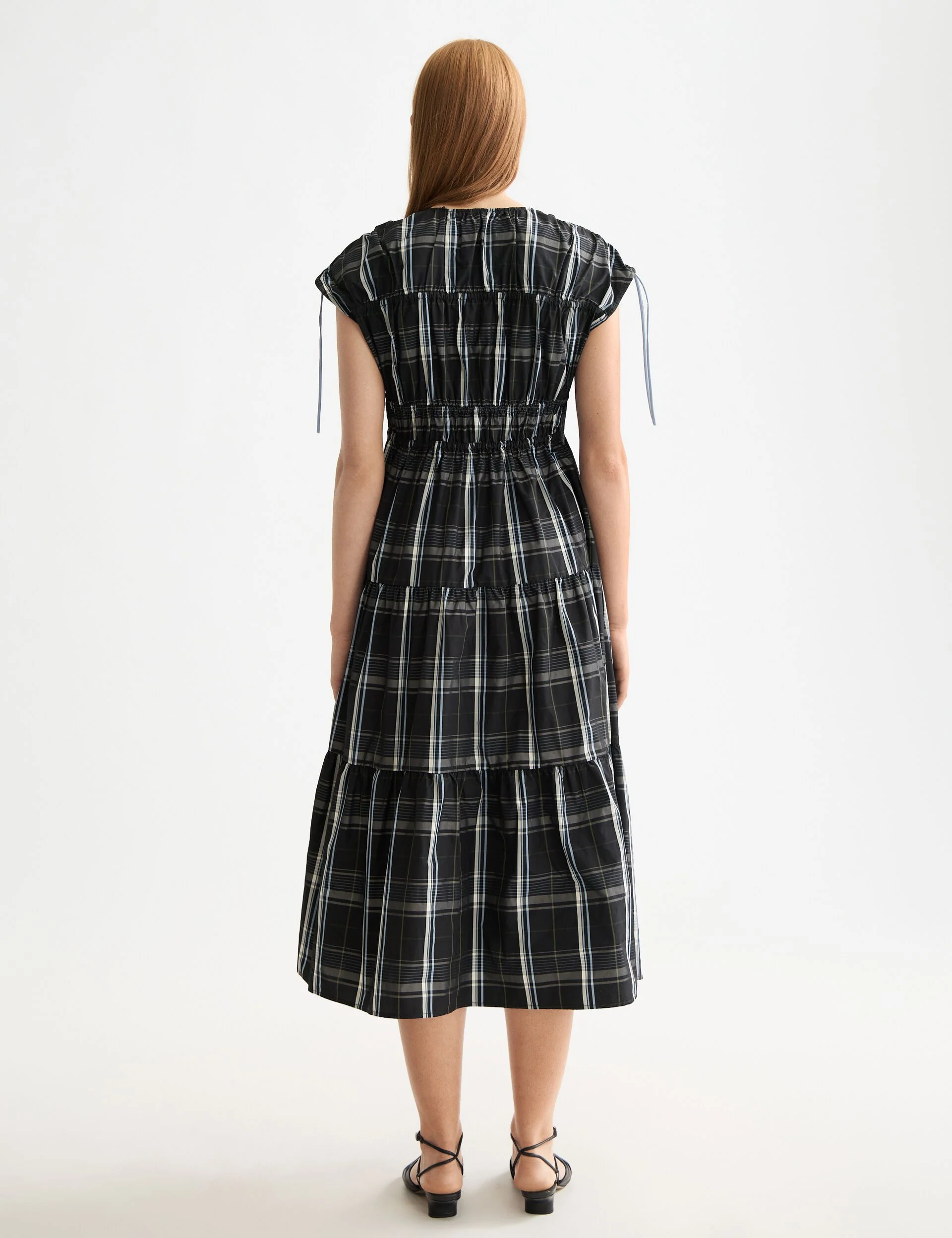 Gathered Taffeta midi dress with tied details - Image 2
