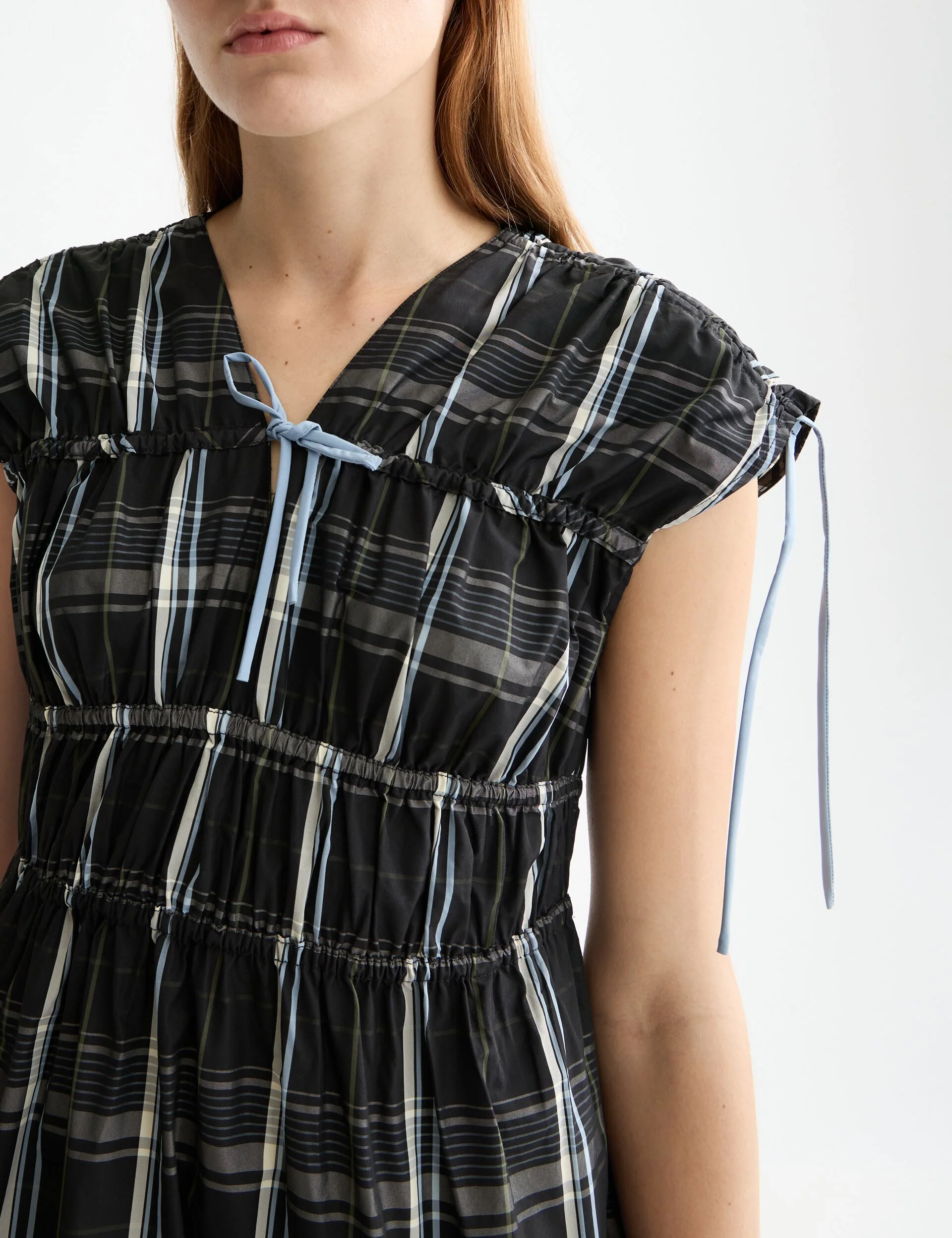 Gathered Taffeta midi dress with tied details - Image 3