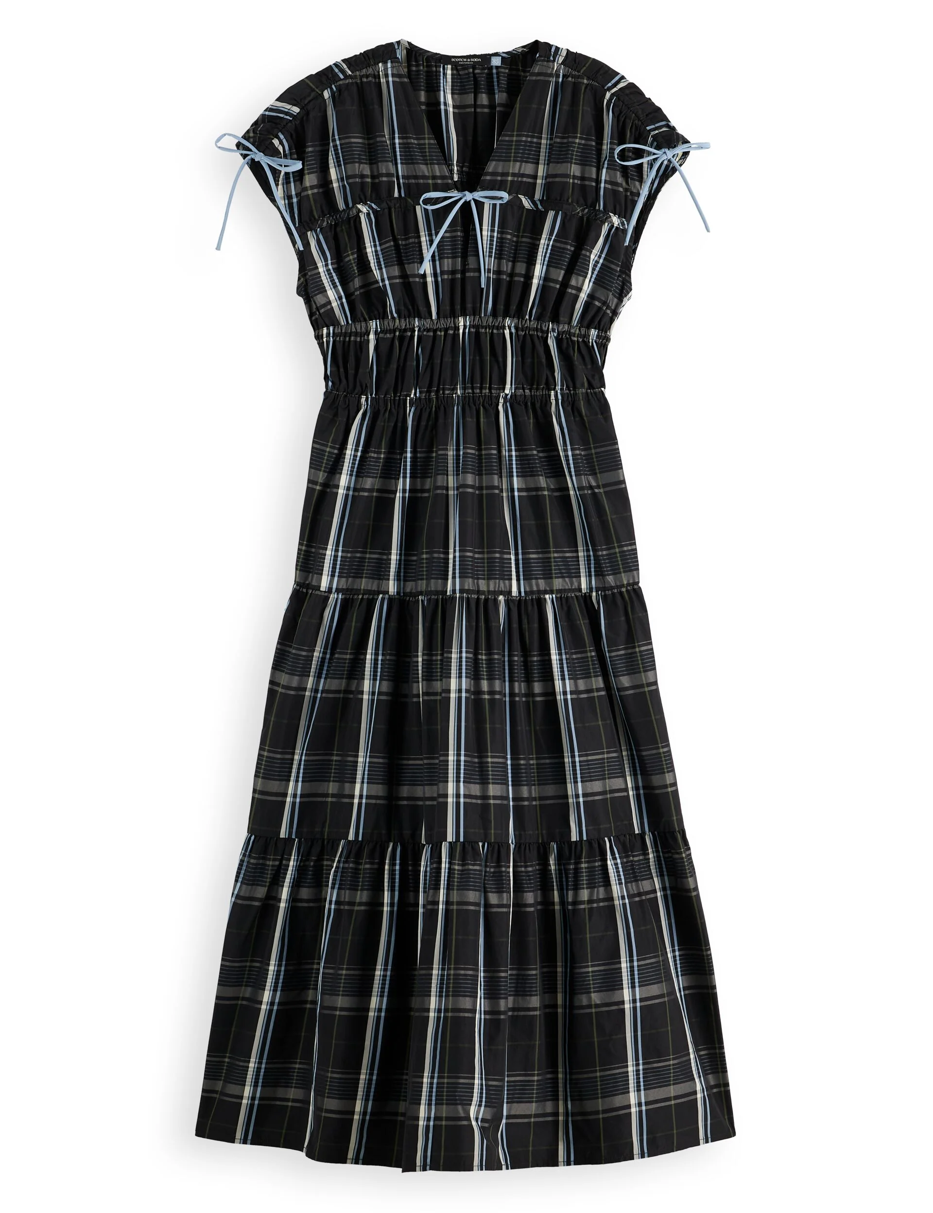 Gathered Taffeta midi dress with tied details - Image 4