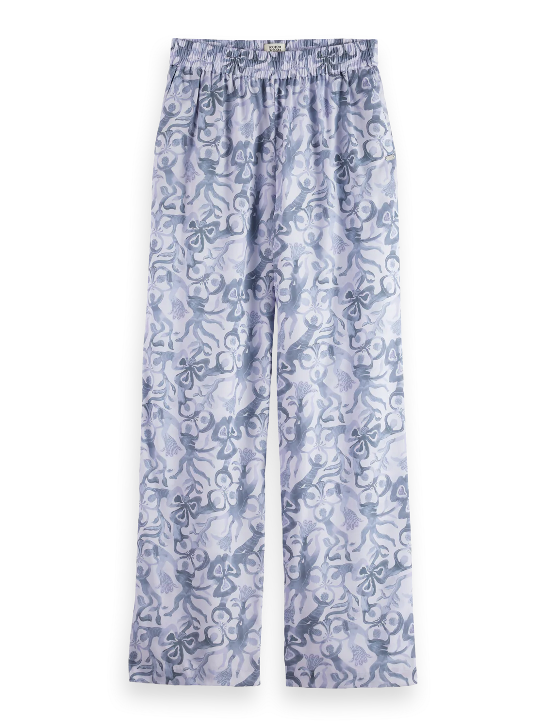 Gia - Mid rise wide leg elasticated trousers in block print - Image 5