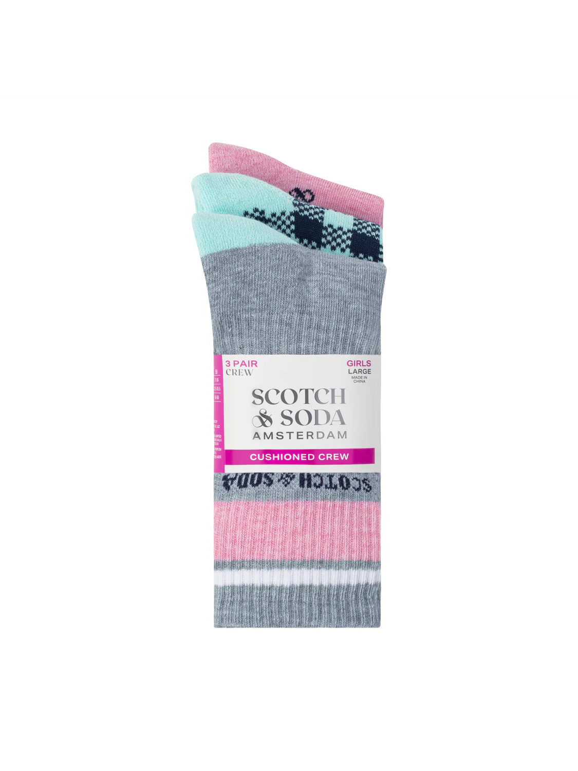 Girls' 3-Pack 1/2 Terry Crew Sock - Image 2
