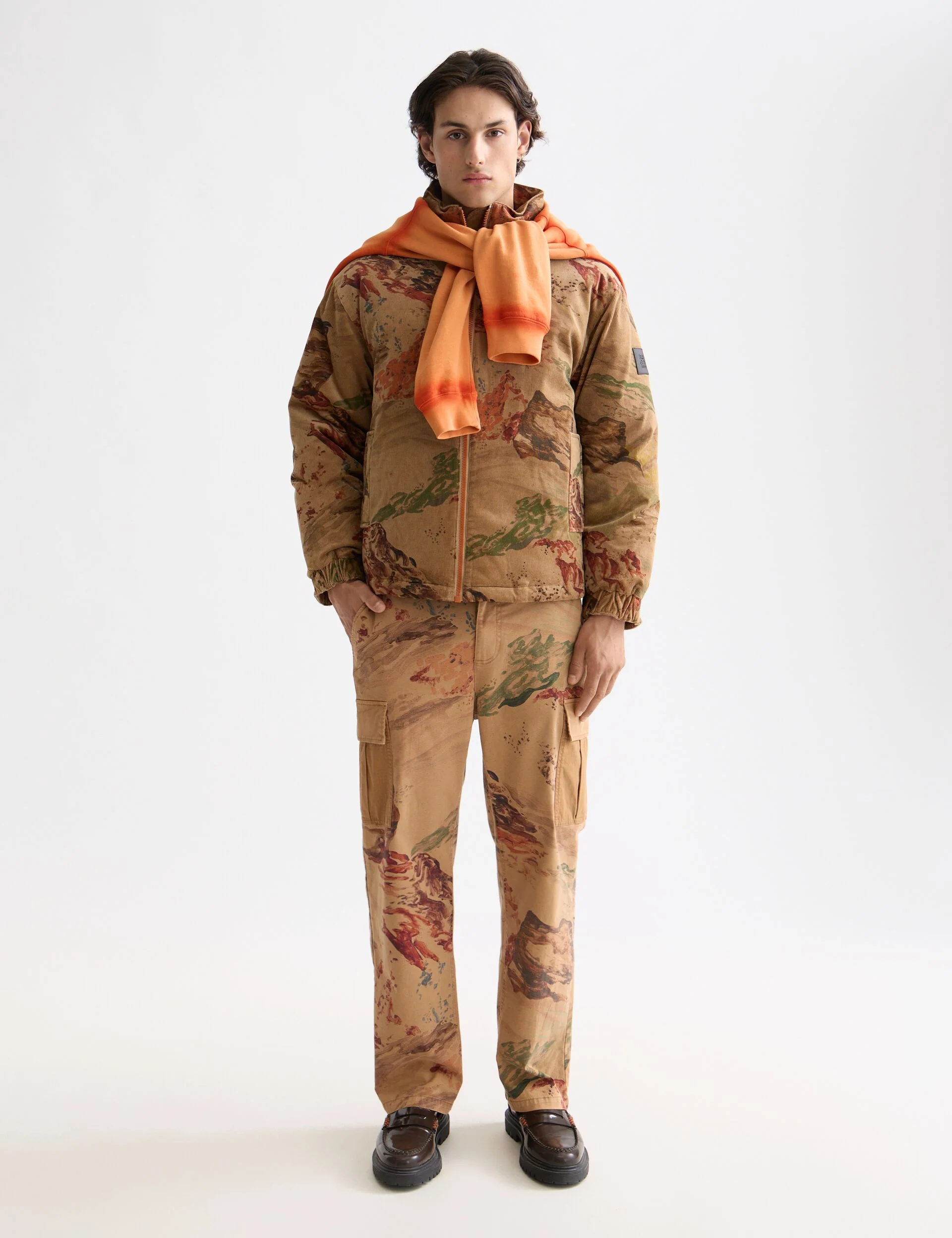 Harper-Printed garment-dyed cotton blend loose tapered cargo - Image 2