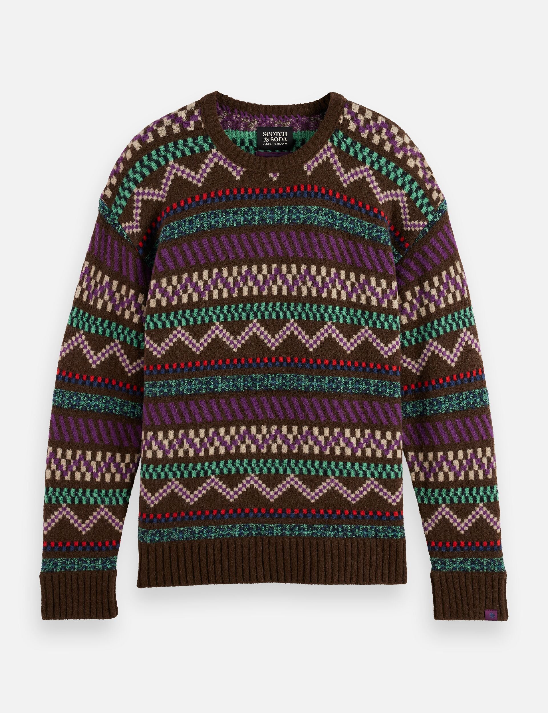 Jacquard dropped shoulder crewneck - Image 4