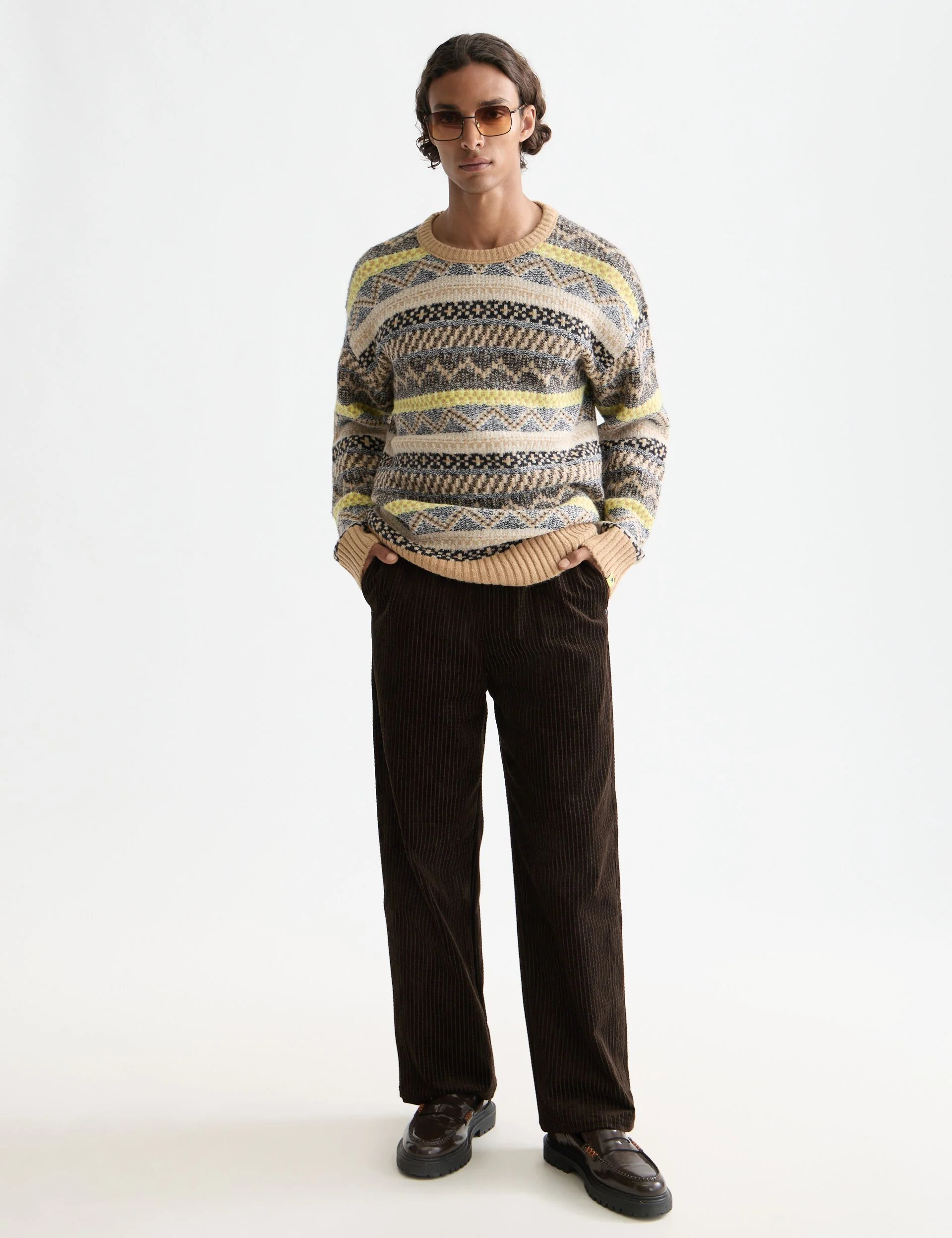 Jacquard dropped shoulder crewneck - Image 2