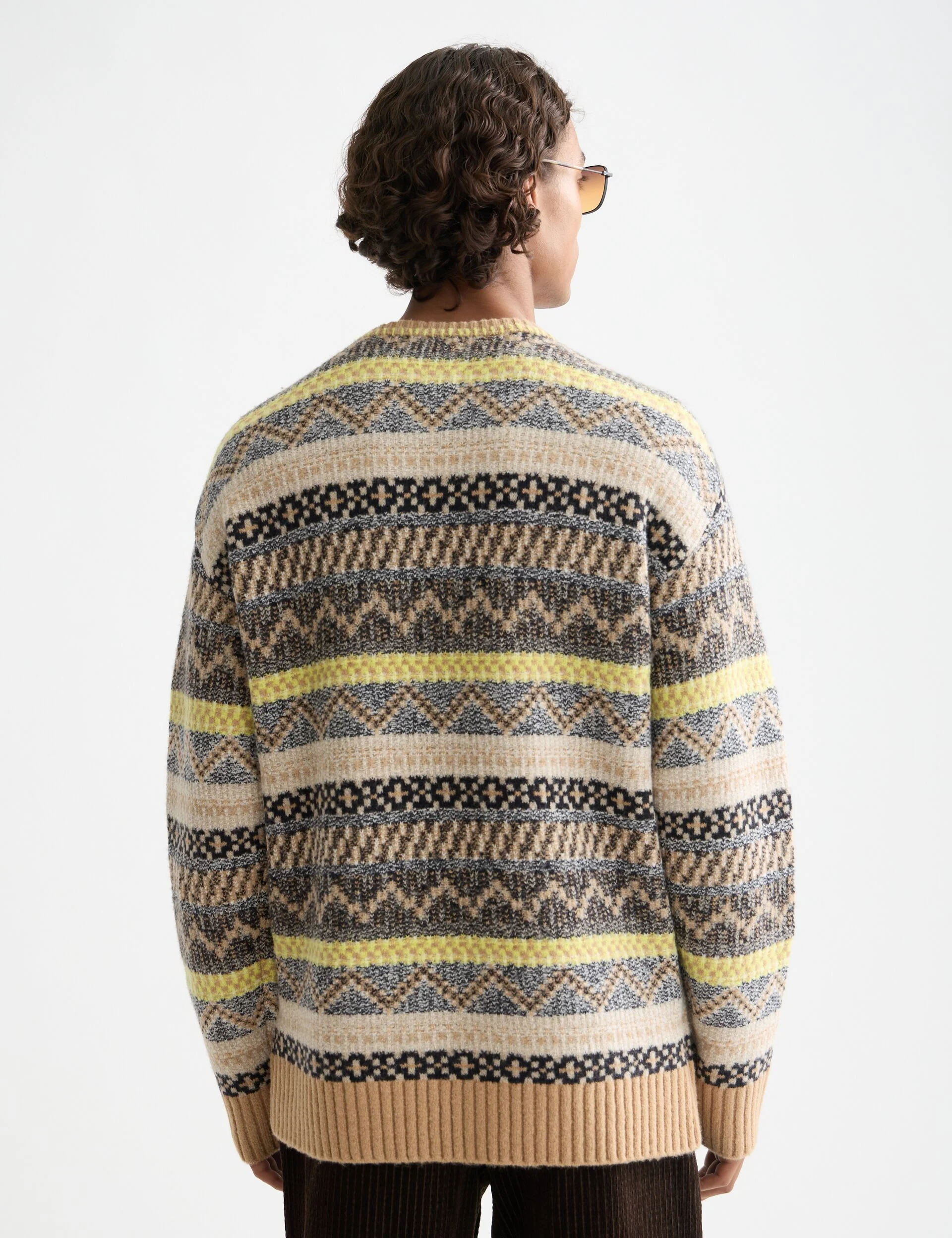 Jacquard dropped shoulder crewneck - Image 3
