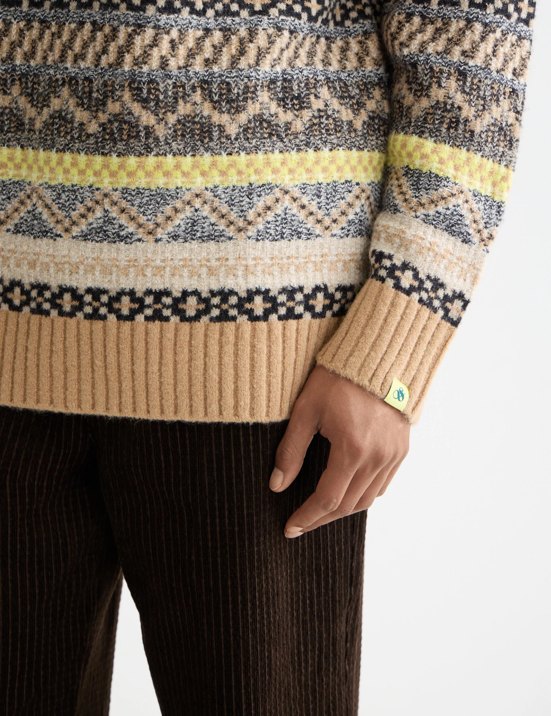 Jacquard dropped shoulder crewneck - Image 4