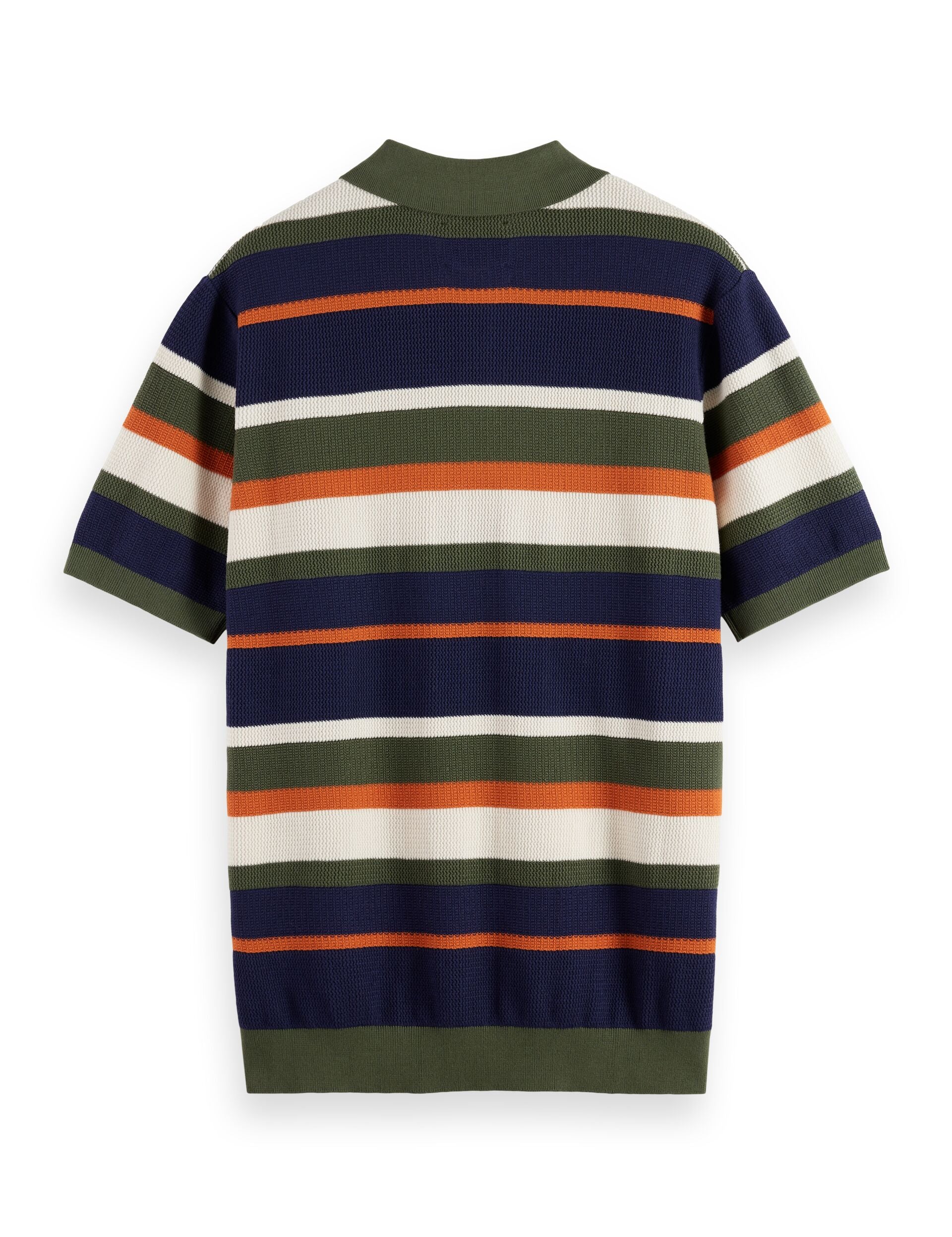 Knitted striped regular fit polo - Image 6