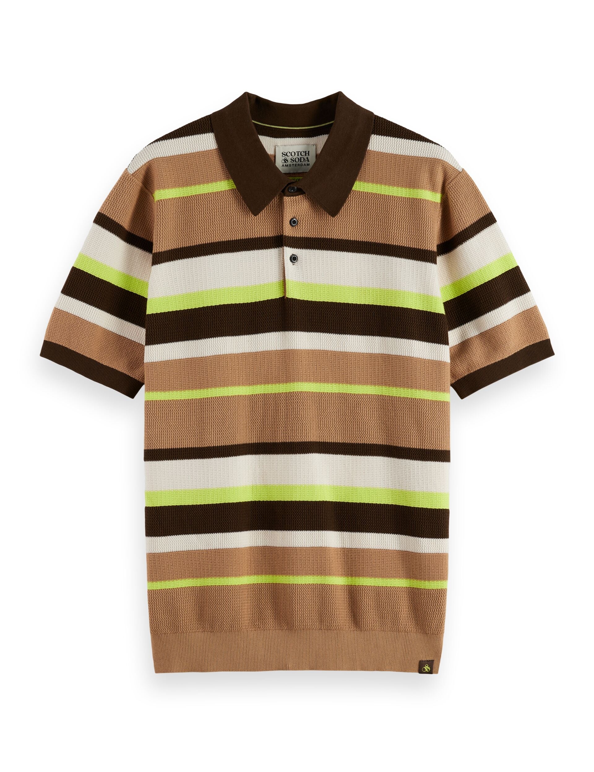 Knitted striped regular fit polo - Image 5