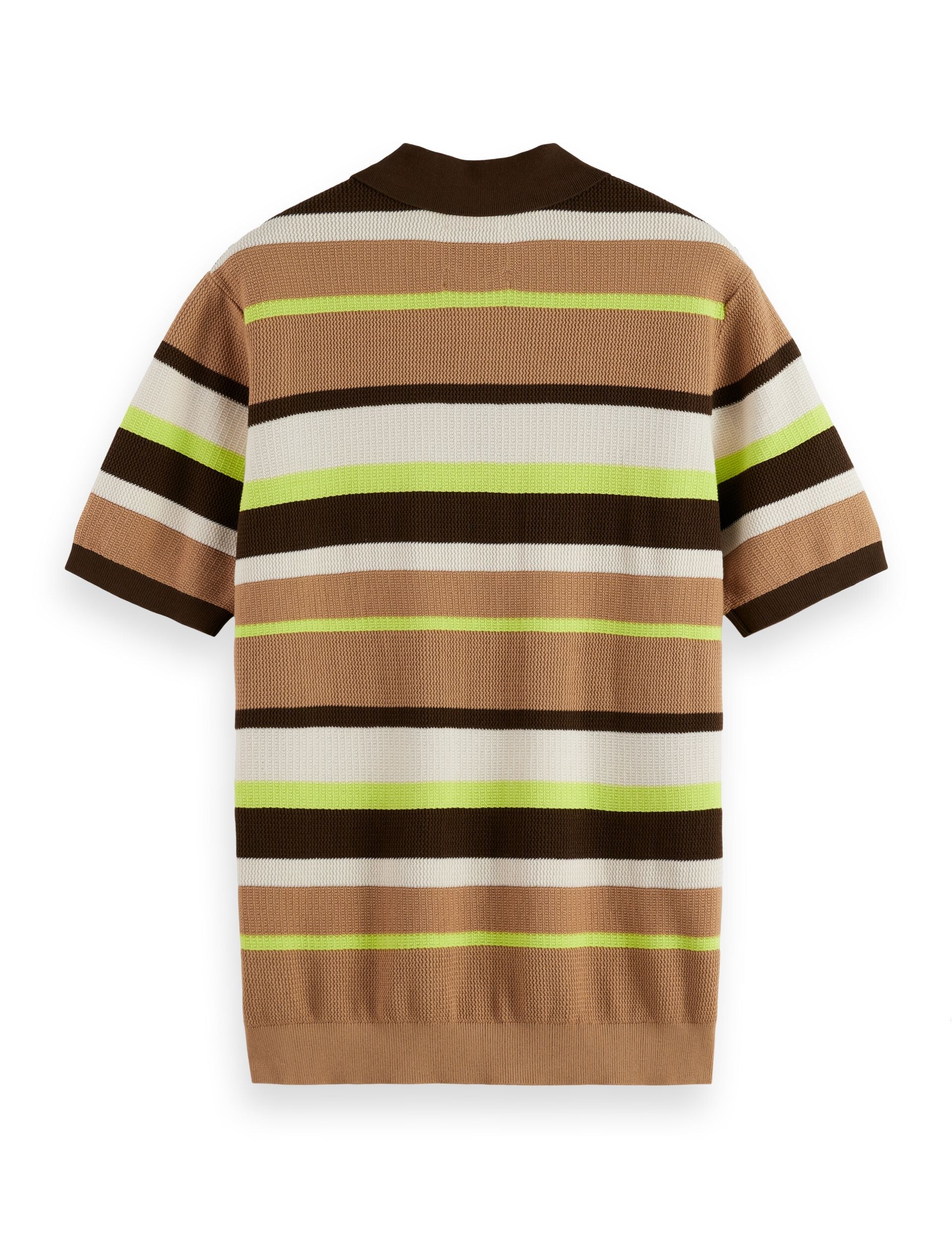 Knitted striped regular fit polo - Image 6