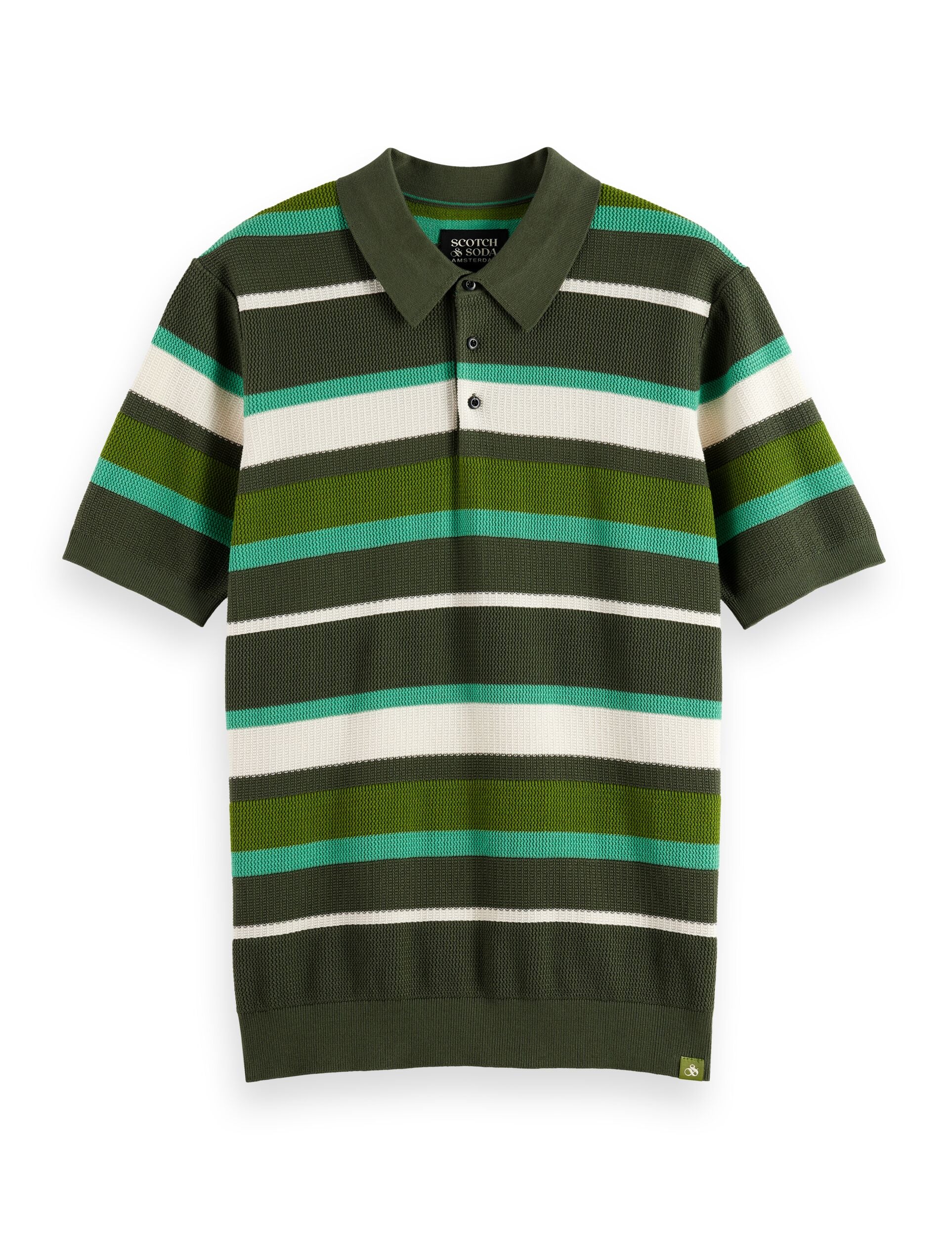 Knitted striped regular fit polo - Image 5