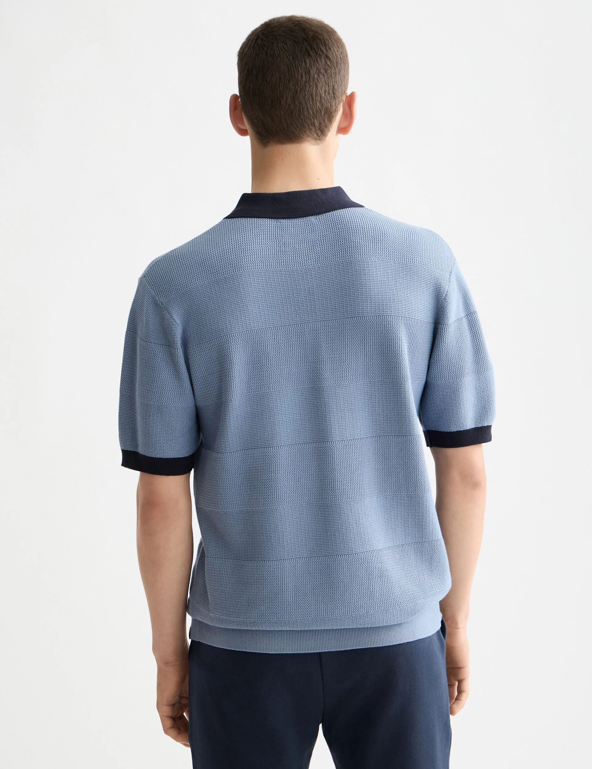 Knitted tone on tone striped regular fit polo - Image 3