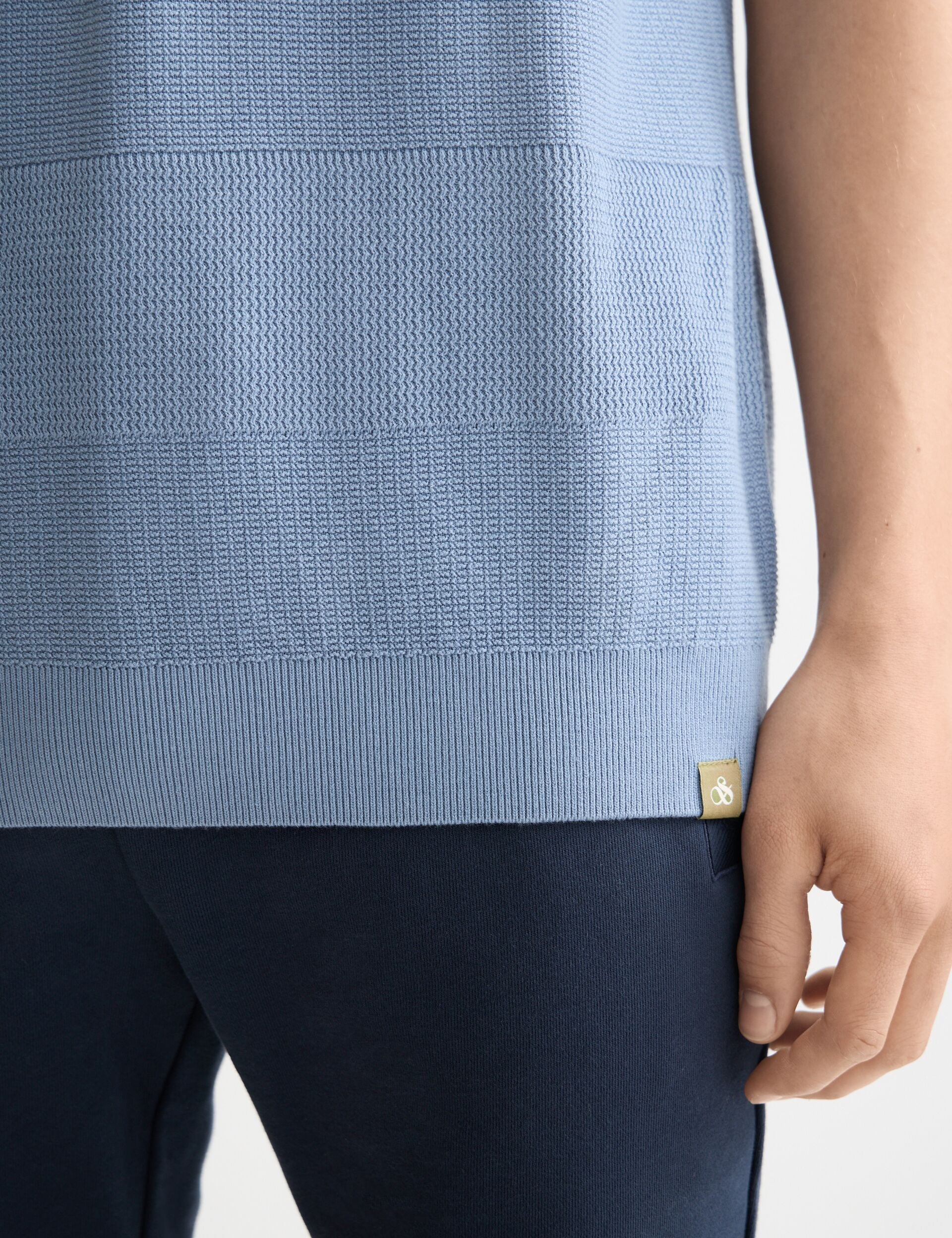 Knitted tone on tone striped regular fit polo - Image 4