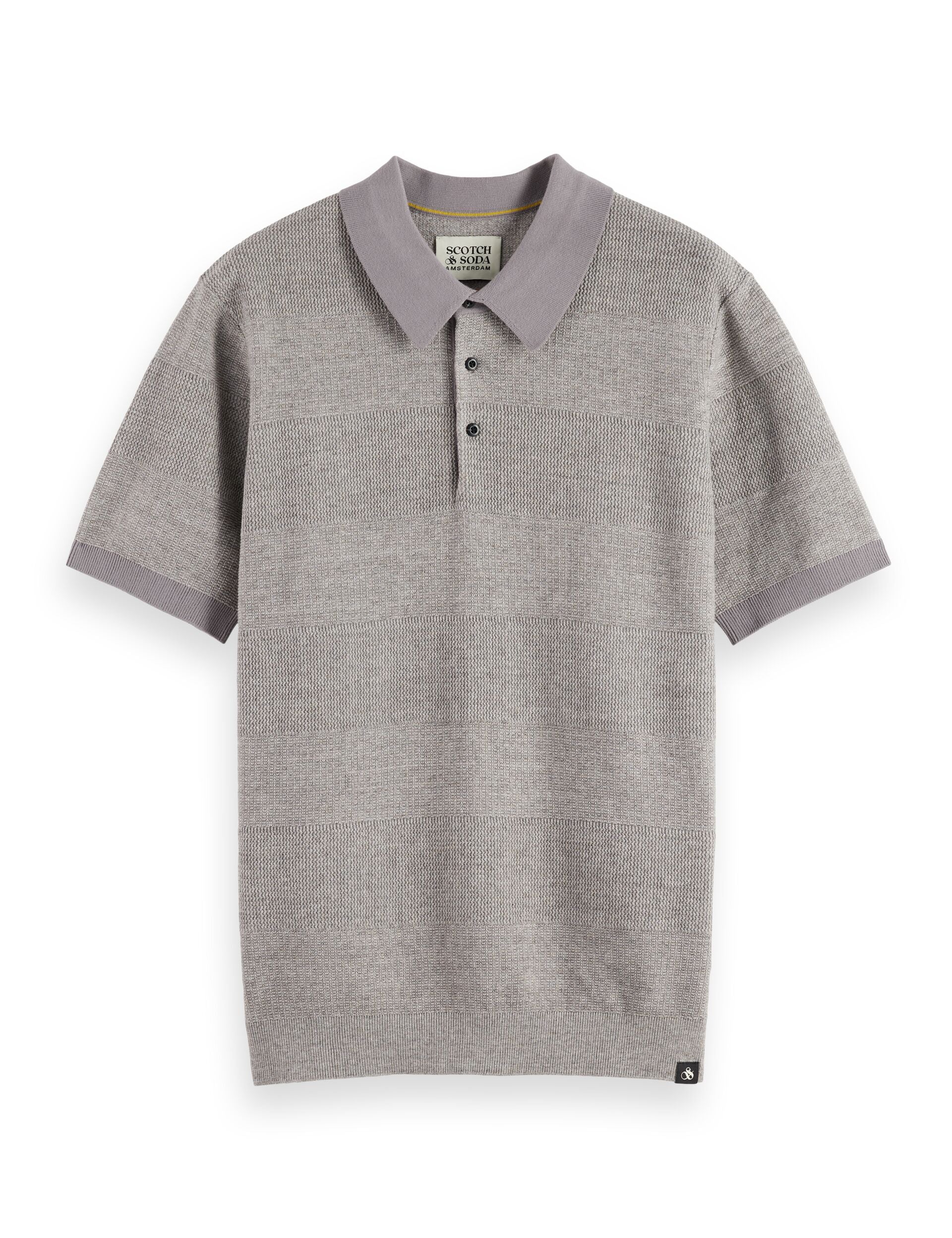 Knitted tone on tone striped regular fit polo - Image 5