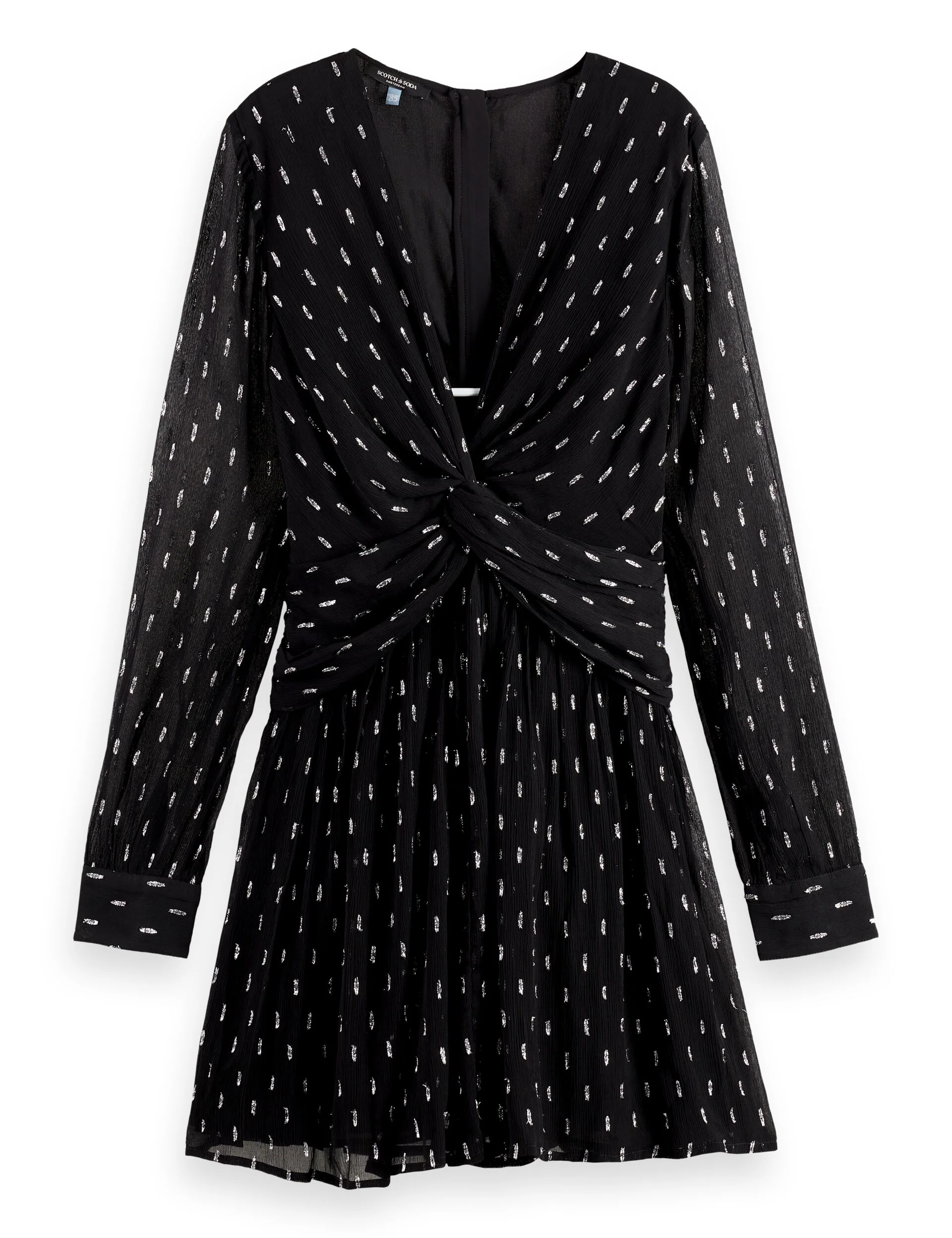 Long sleeve mini dress with draped front - Image 4