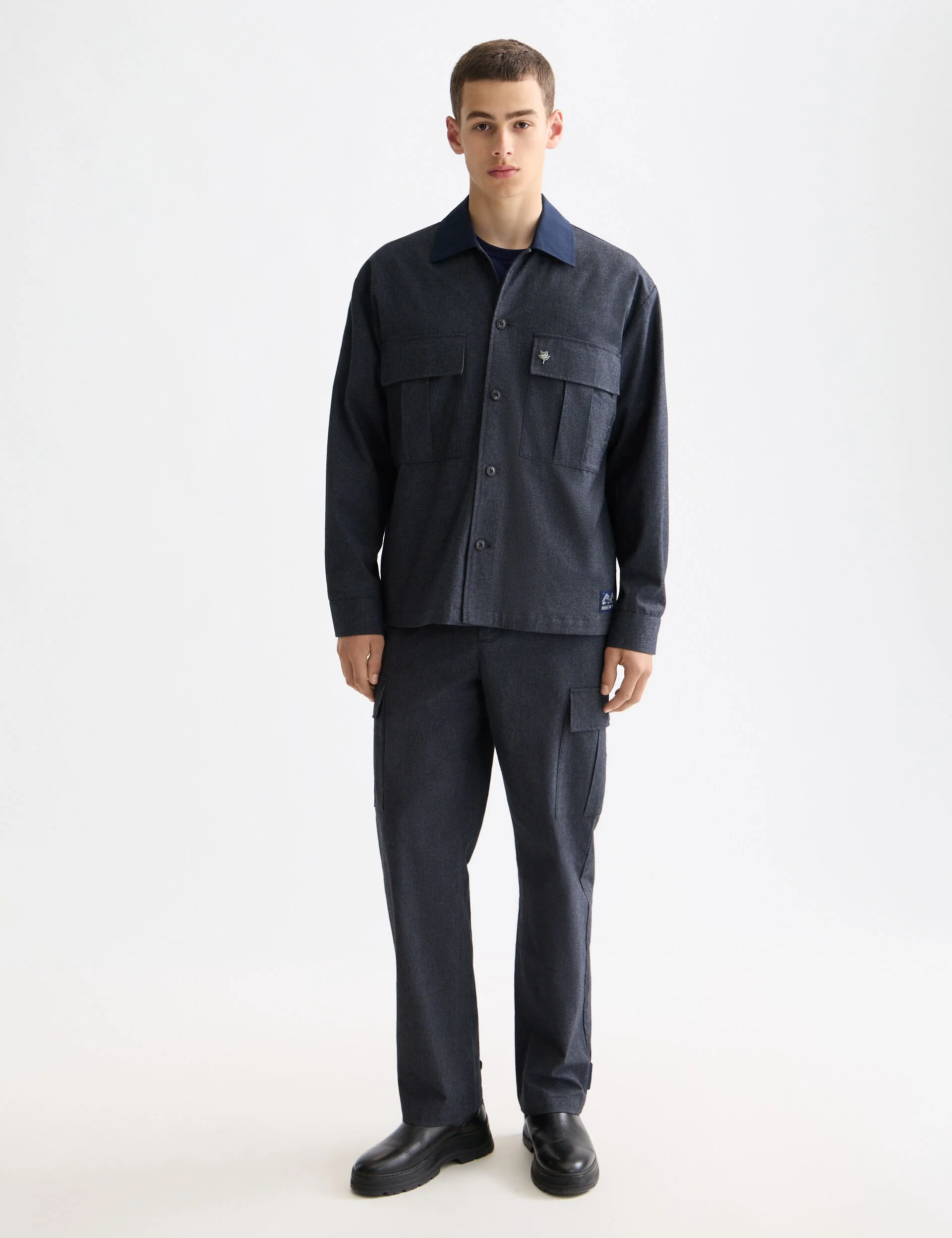 Melange cotton-blend nylon-trimmed army overshirt - Image 2
