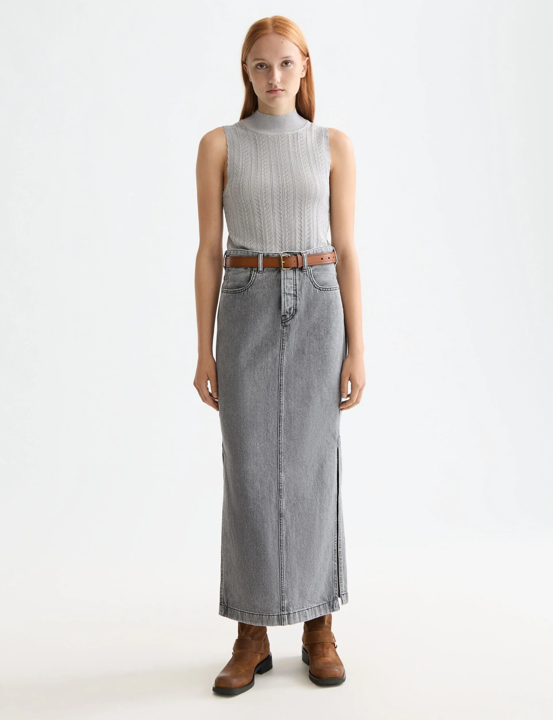 Metallic pointelle knitted tank - Image 2