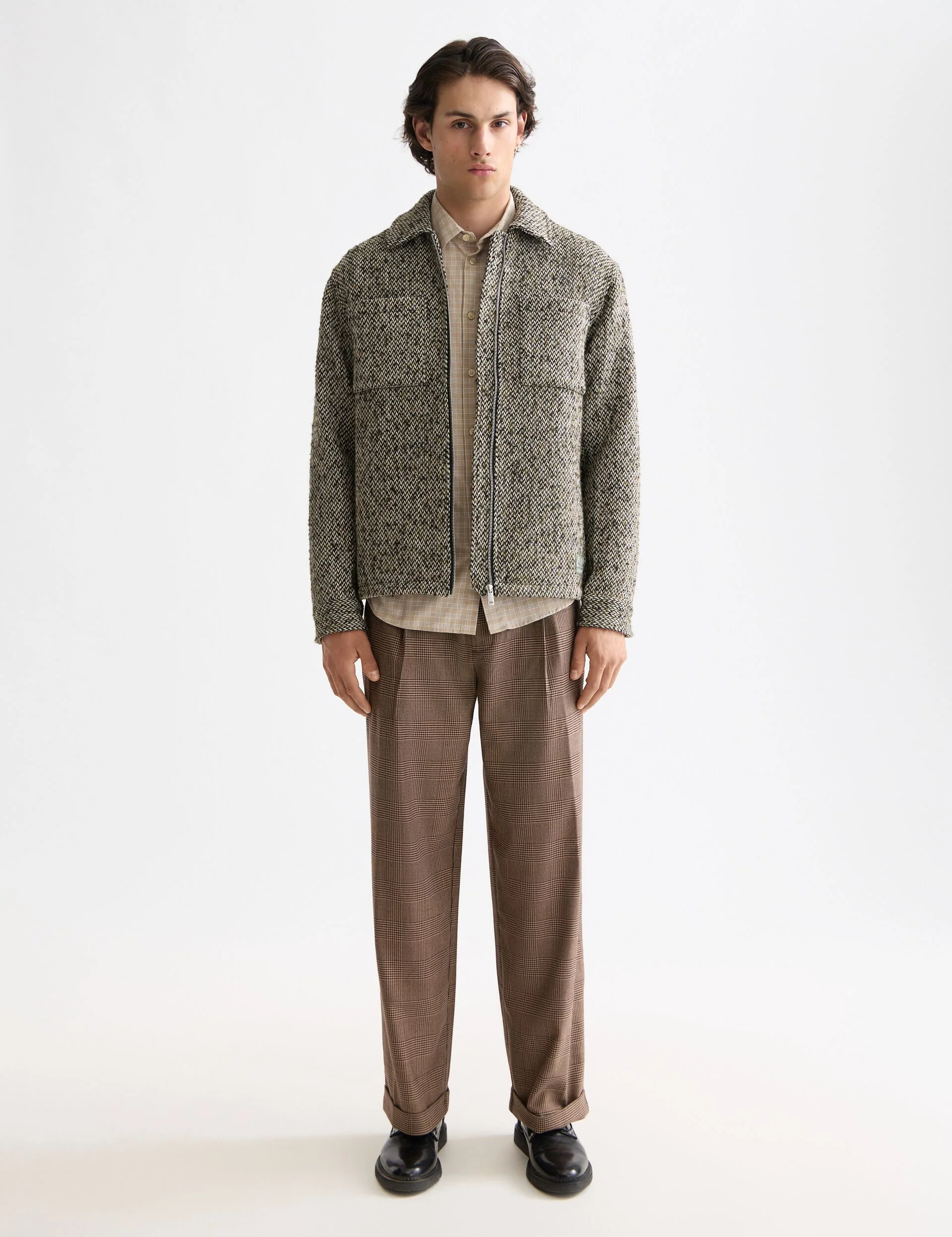 Multicoloured tweed wool-blend overshirt - Image 2