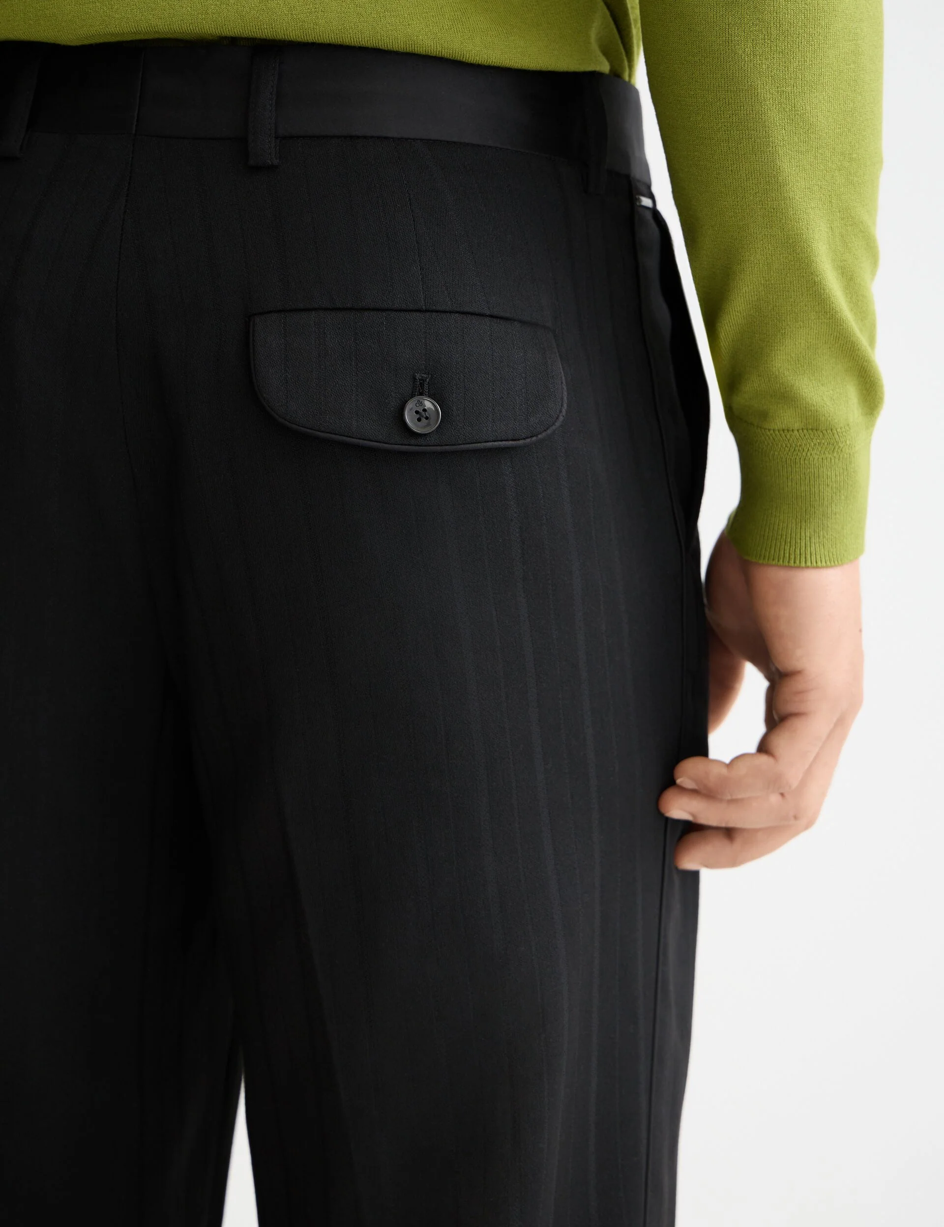 Otis- sateen-trimmed structure stripe relaxed straight chino - Image 4