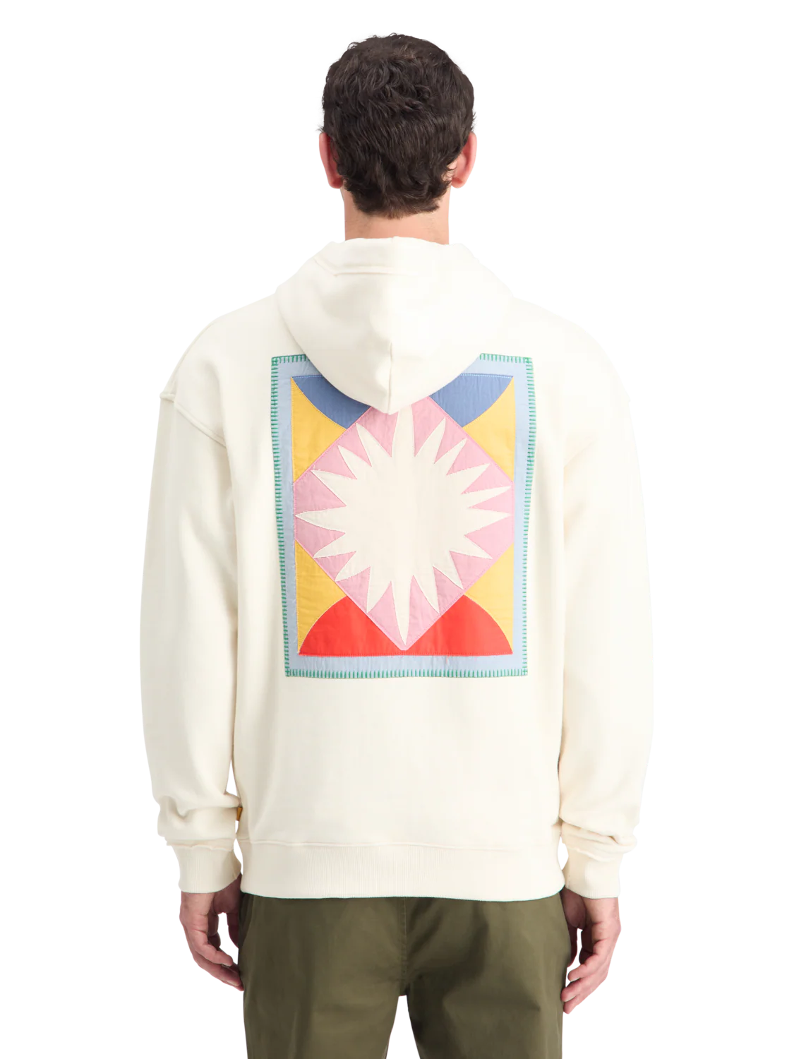 Patchwork Applique Artwork Relaxed Fit Hoodie - Image 2