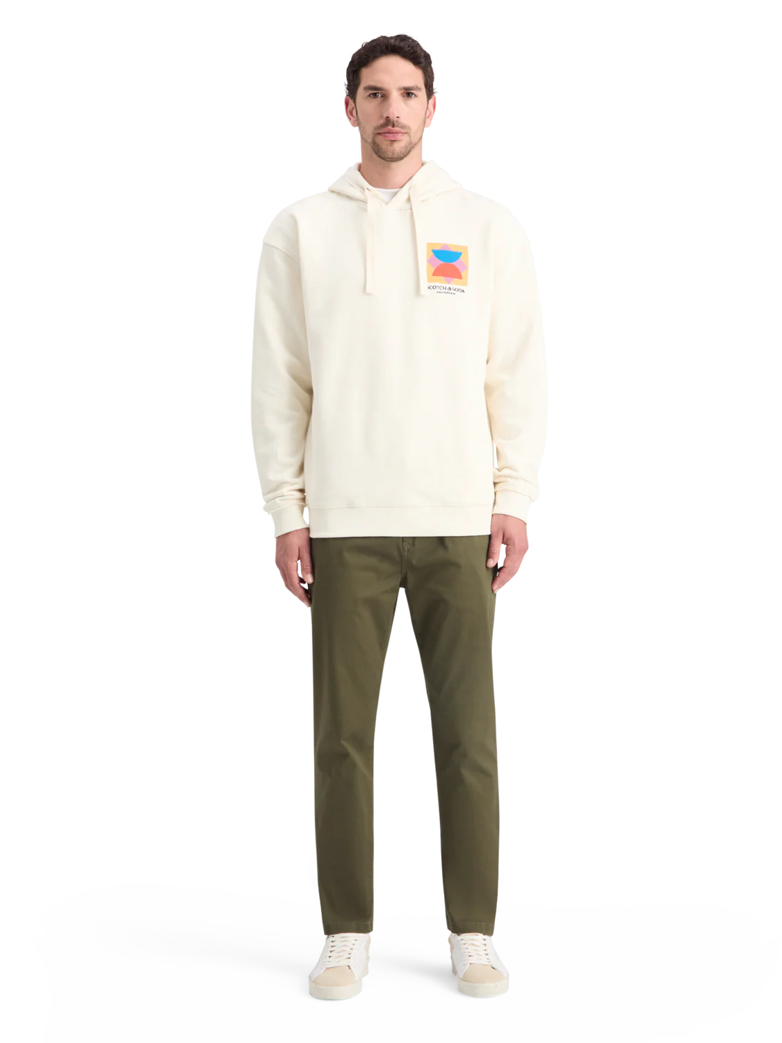Patchwork Applique Artwork Relaxed Fit Hoodie - Image 3