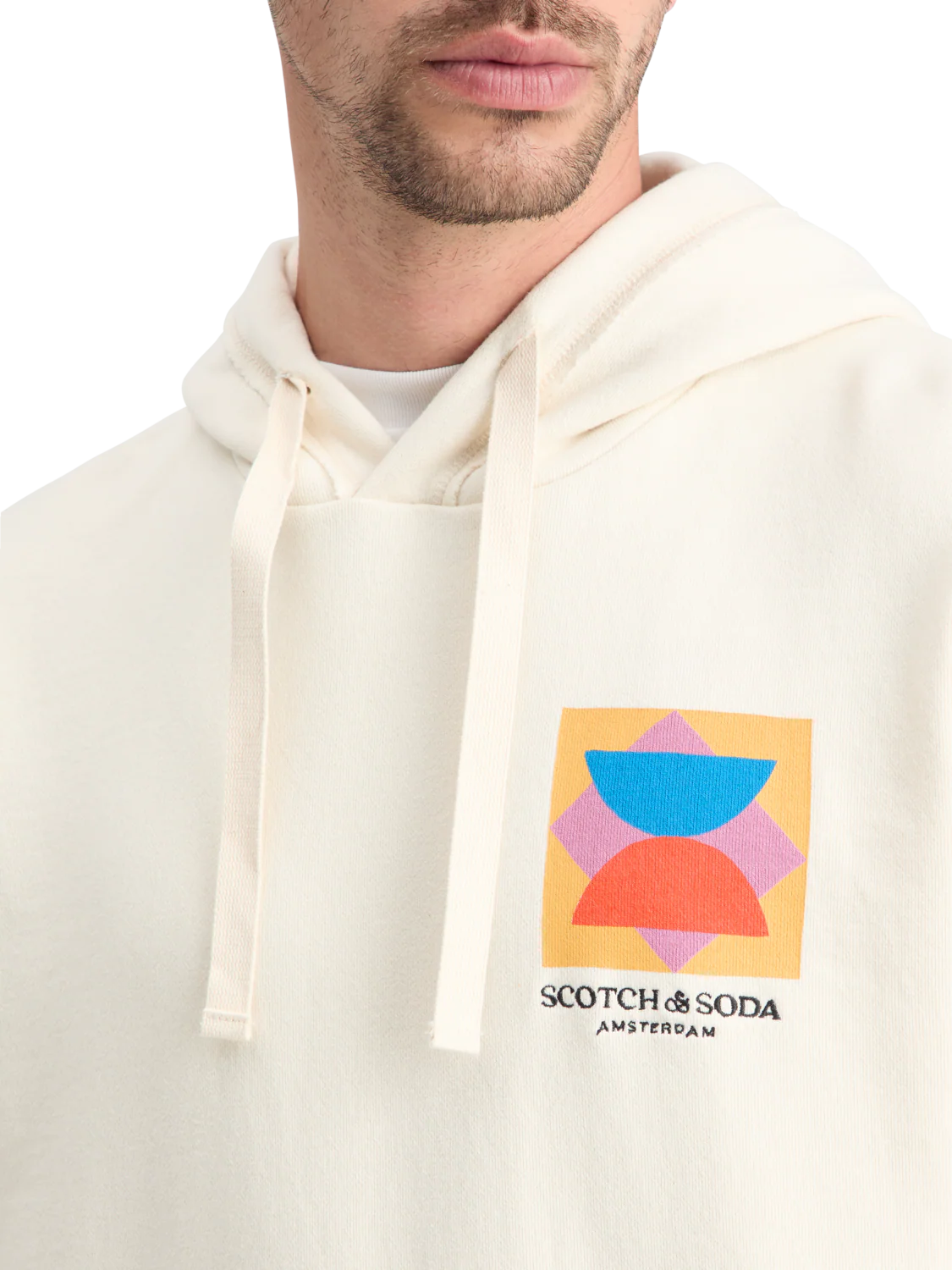 Patchwork Applique Artwork Relaxed Fit Hoodie - Image 4