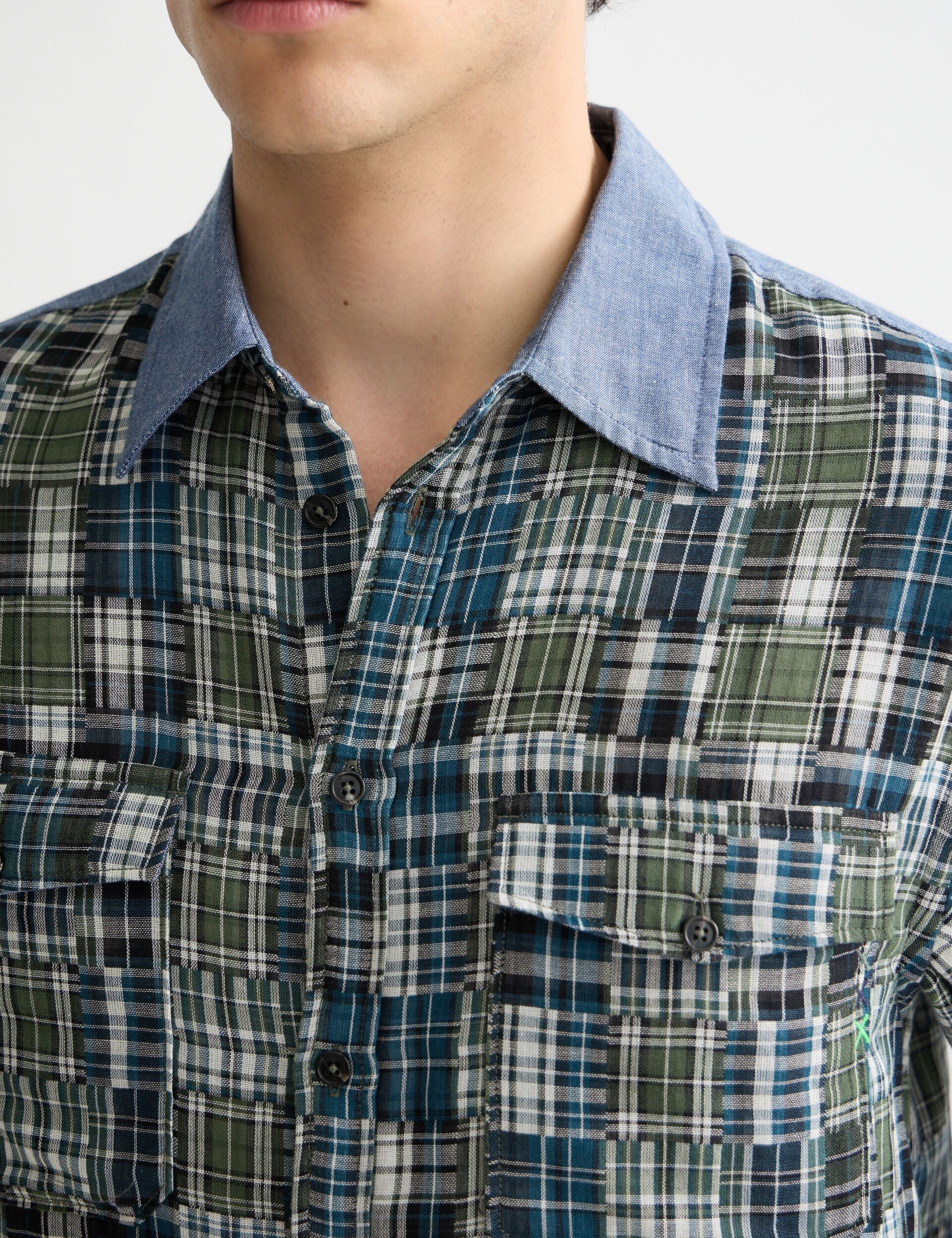 Patchwork flannel relaxed-fit shirt - Image 4
