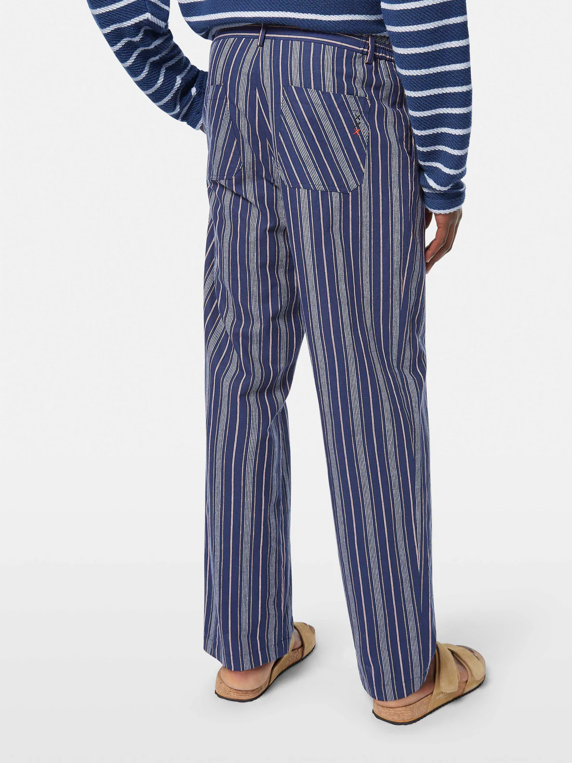 Pleated Relaxed Striped Linen-Blend Jogger - Image 3