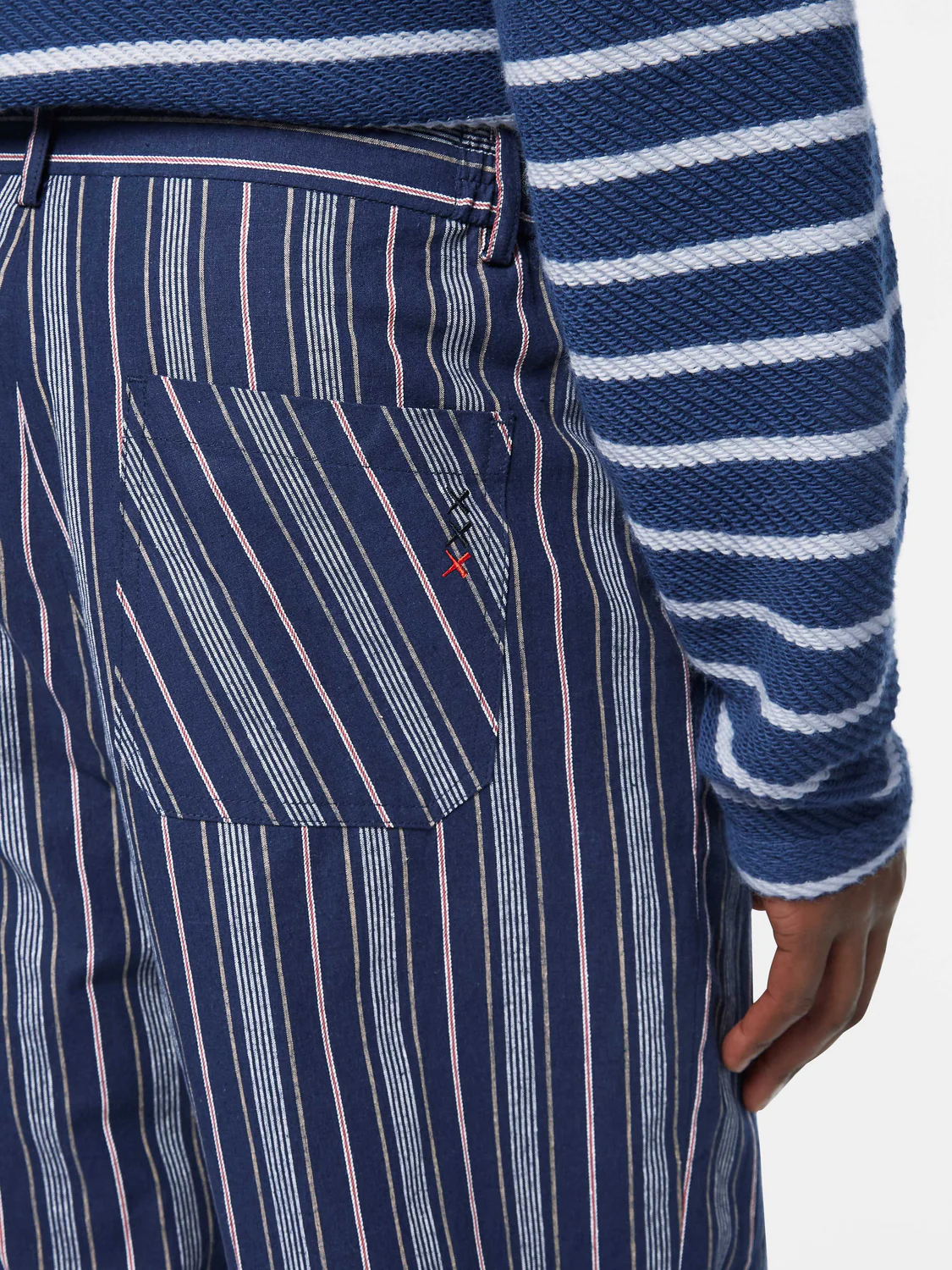 Pleated Relaxed Striped Linen-Blend Jogger - Image 6