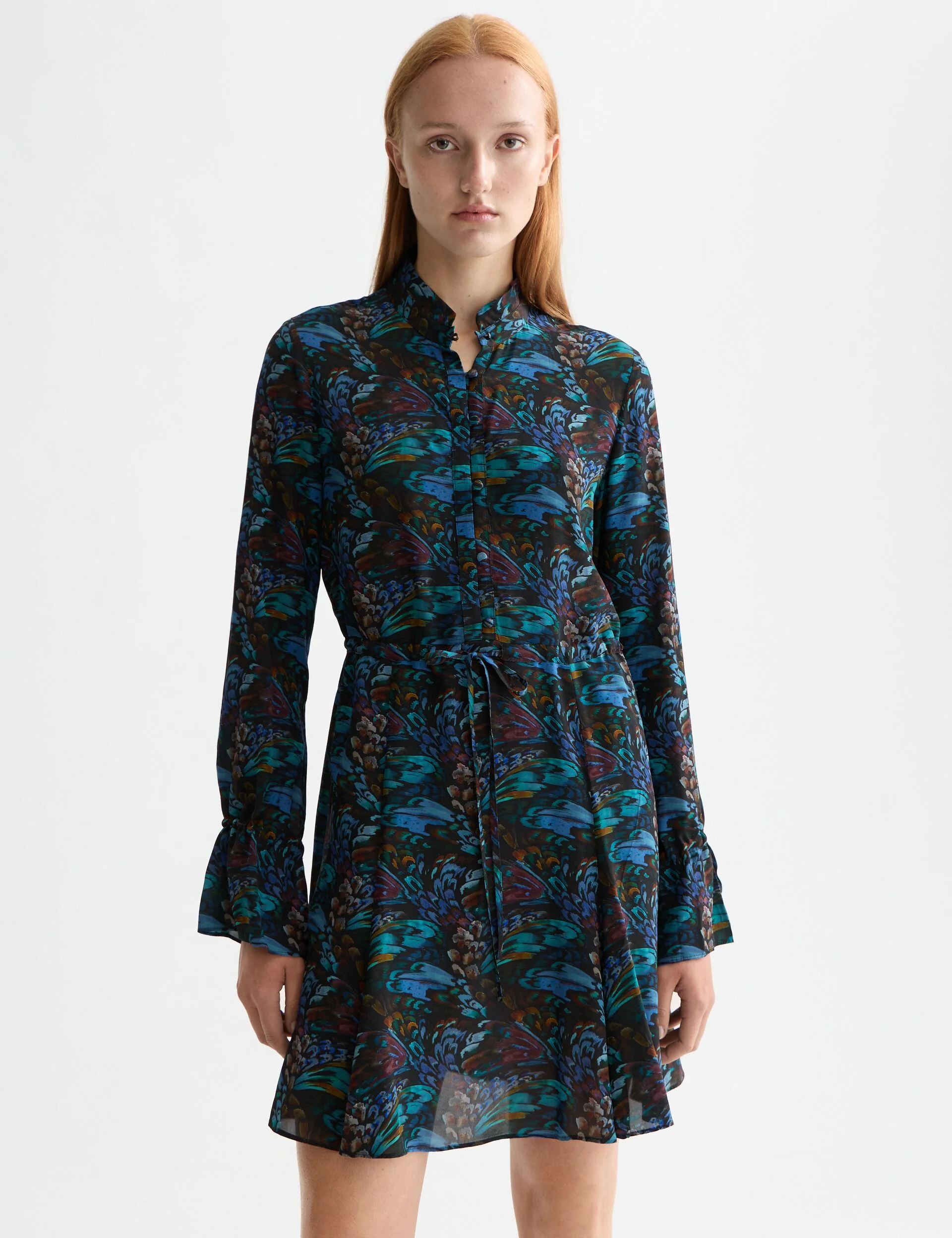 Printed long sleeve mini dress - Image 3